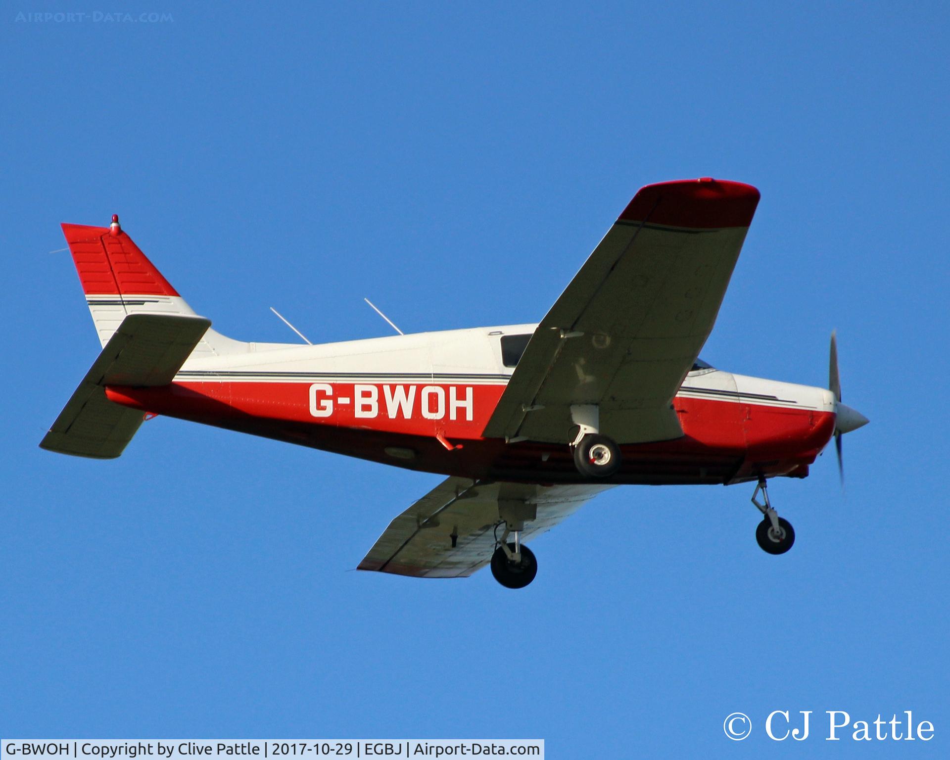 G-BWOH, 1988 Piper PA-28-161 Cadet C/N 2841061, Departing EGBJ