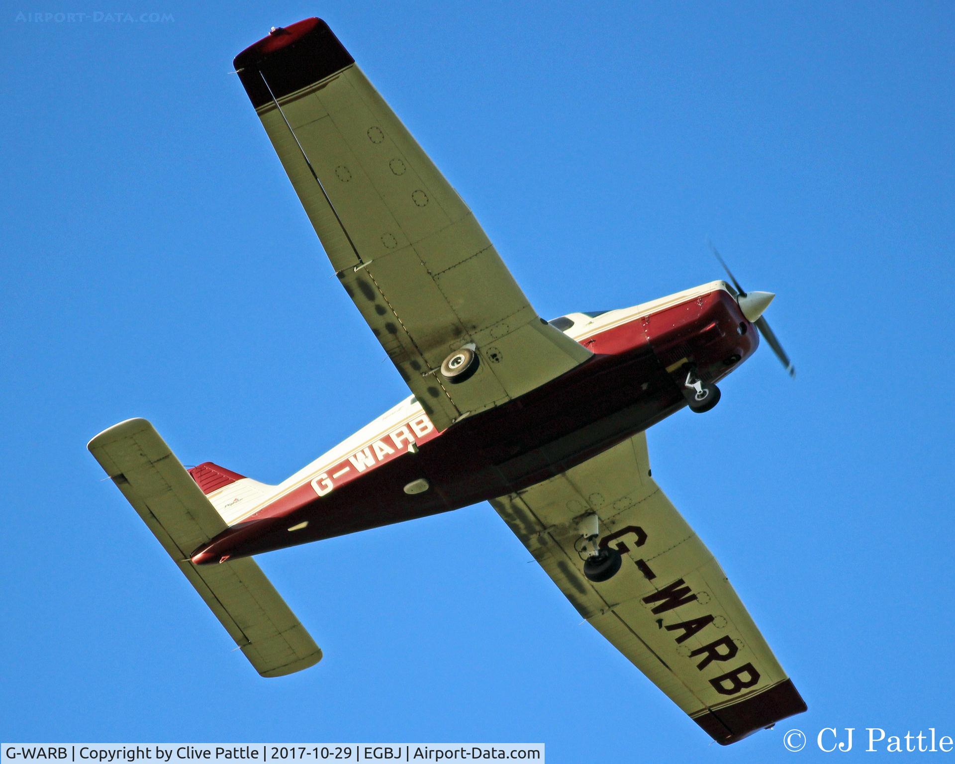 G-WARB, 1998 Piper PA-28-161 Cherokee Warrior III C/N 28-42034, Overhead at EGBJ