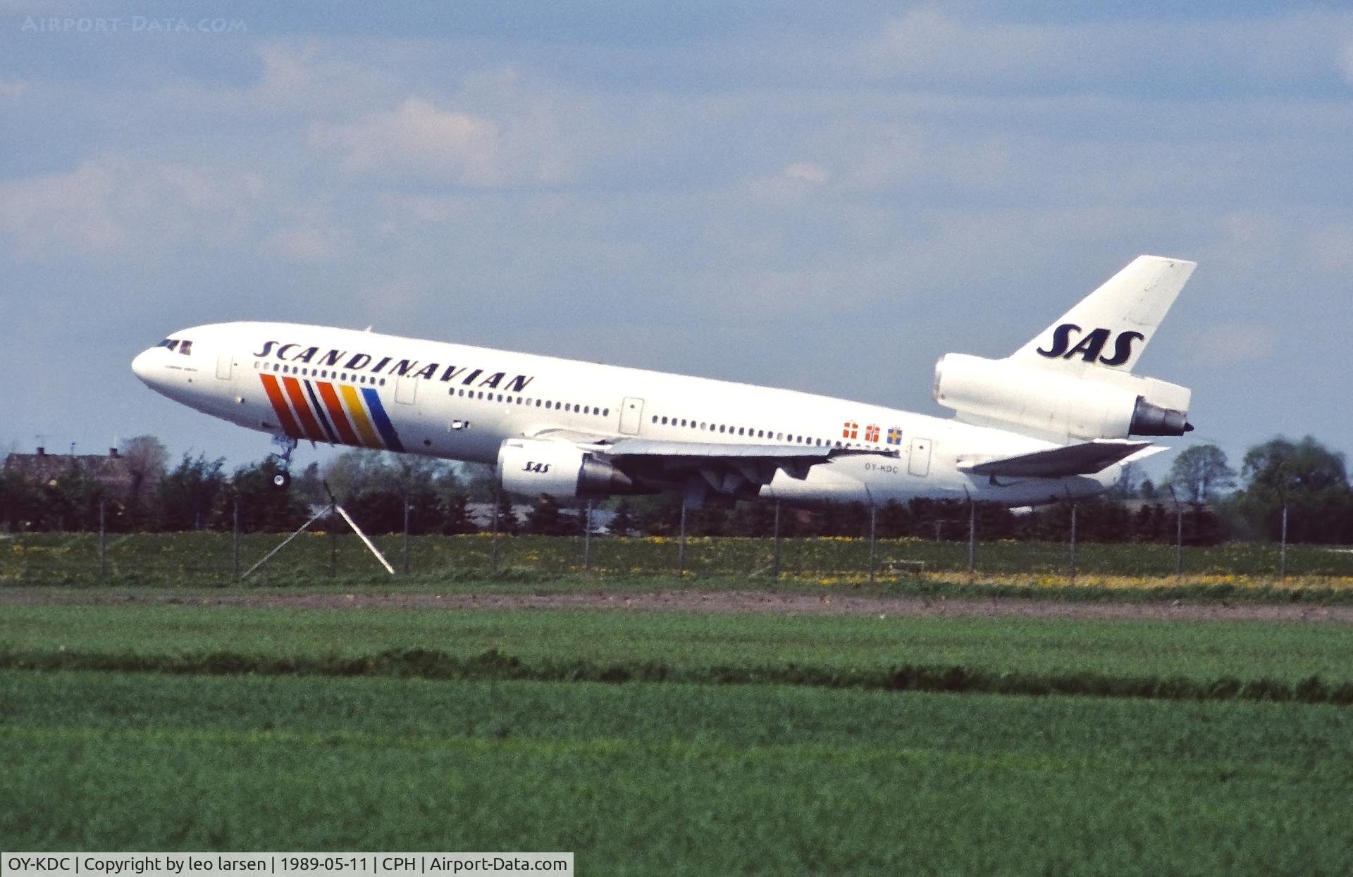 OY-KDC, 1976 McDonnell Douglas DC-10-30 C/N 46959, Copenhagen 11.5.1989 T/O on R-22R