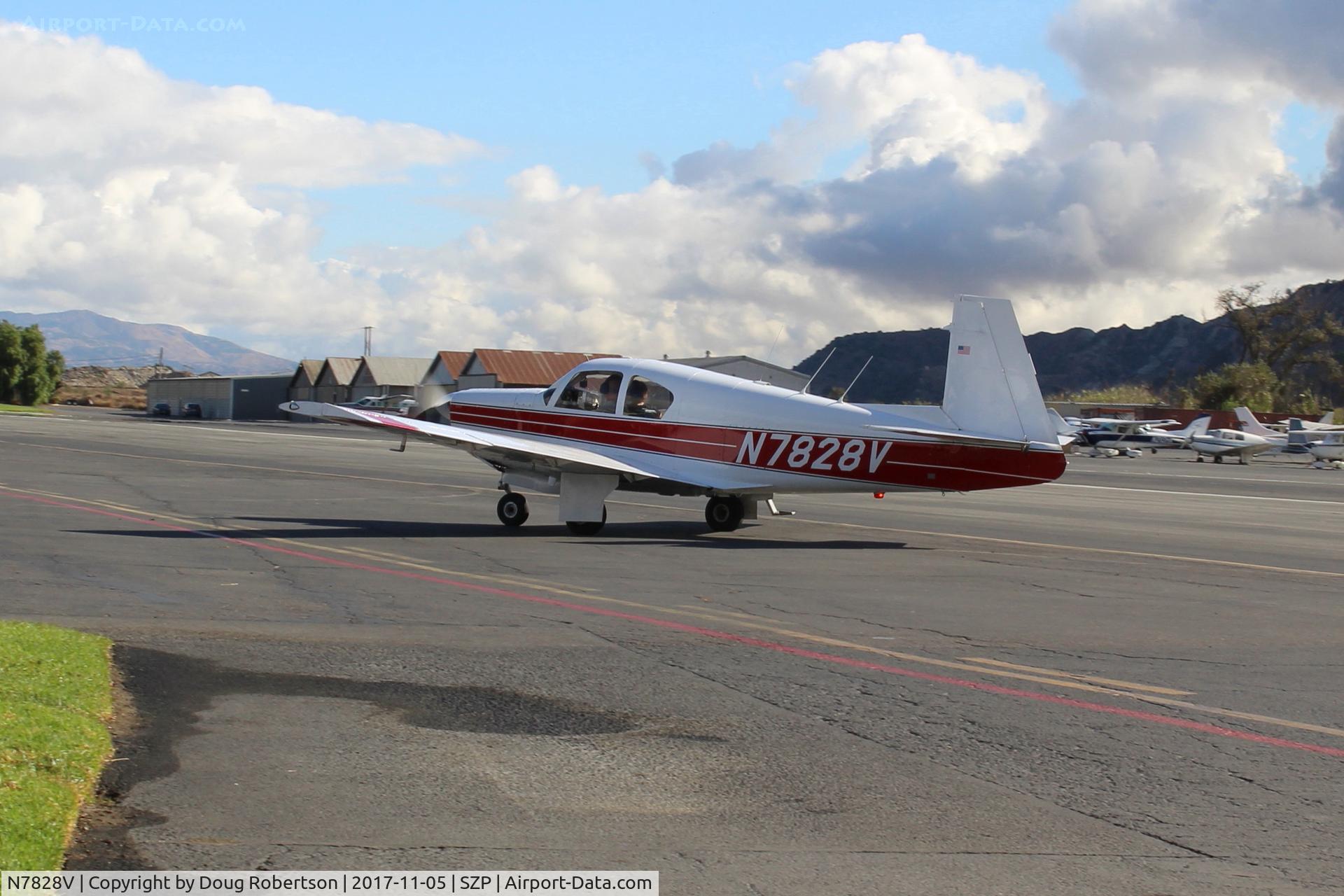 N7828V, 1964 Mooney M20E C/N 450, 1964 Mooney M20E SUPER 21. Lycoming IO-360-A1A 200 Hp, taxi back