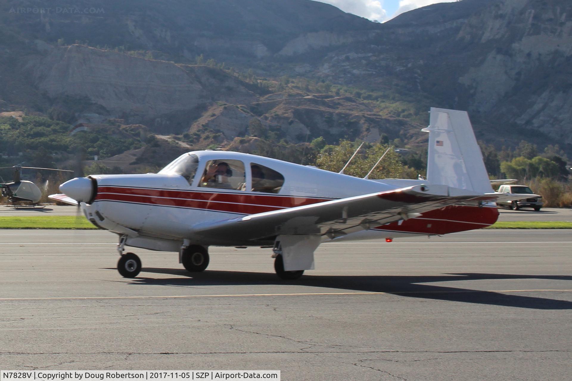 N7828V, 1964 Mooney M20E C/N 450, 1964 Mooney M20E SUPER 21, Lycoming IO-3600-A1A 200 Hp, taxi back