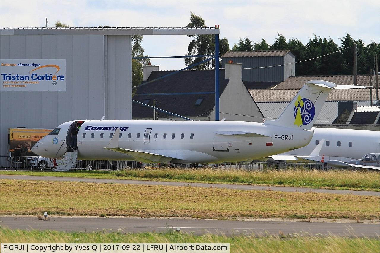 F-GRJI, 1996 Canadair CRJ-100ER (CL-600-2B19) C/N 7147, Canadair Regional Jet CRJ-100ER, Dedicated to training of Tristan Corbière high school students, Morlaix-Ploujean airport (LFRU-MXN)
