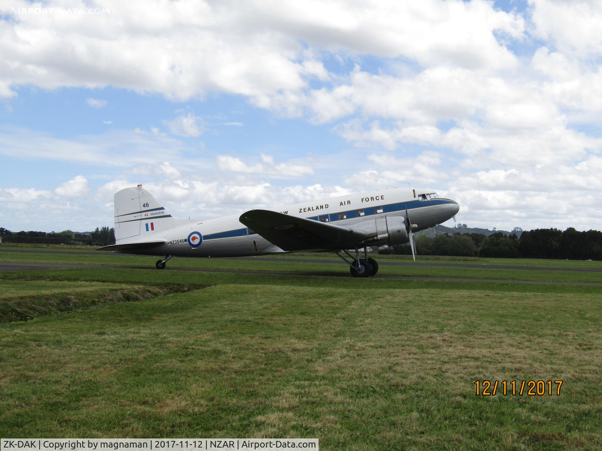 ZK-DAK, 1944 Douglas DC3C-S1C3G (C-47B) C/N 15035, just landed