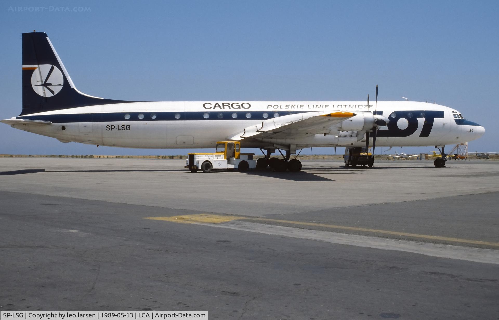 SP-LSG, 1965 Ilyushin Il-18E C/N 185008603, Larnaca Cyprus 13.5.1989