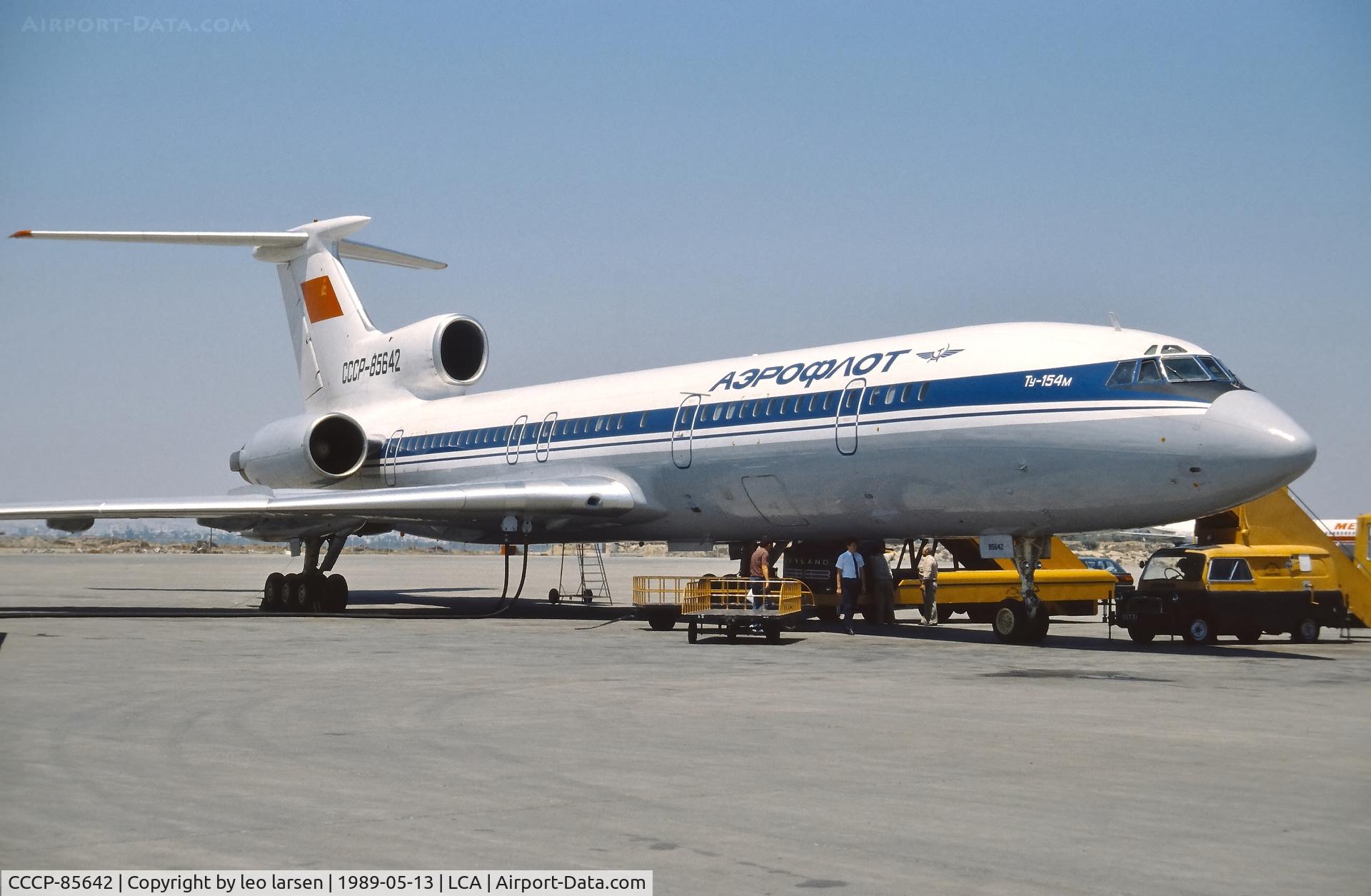 CCCP-85642, 1988 Tupolev Tu-154M C/N 88A778, Larnaca Cyprus 13.5.1989