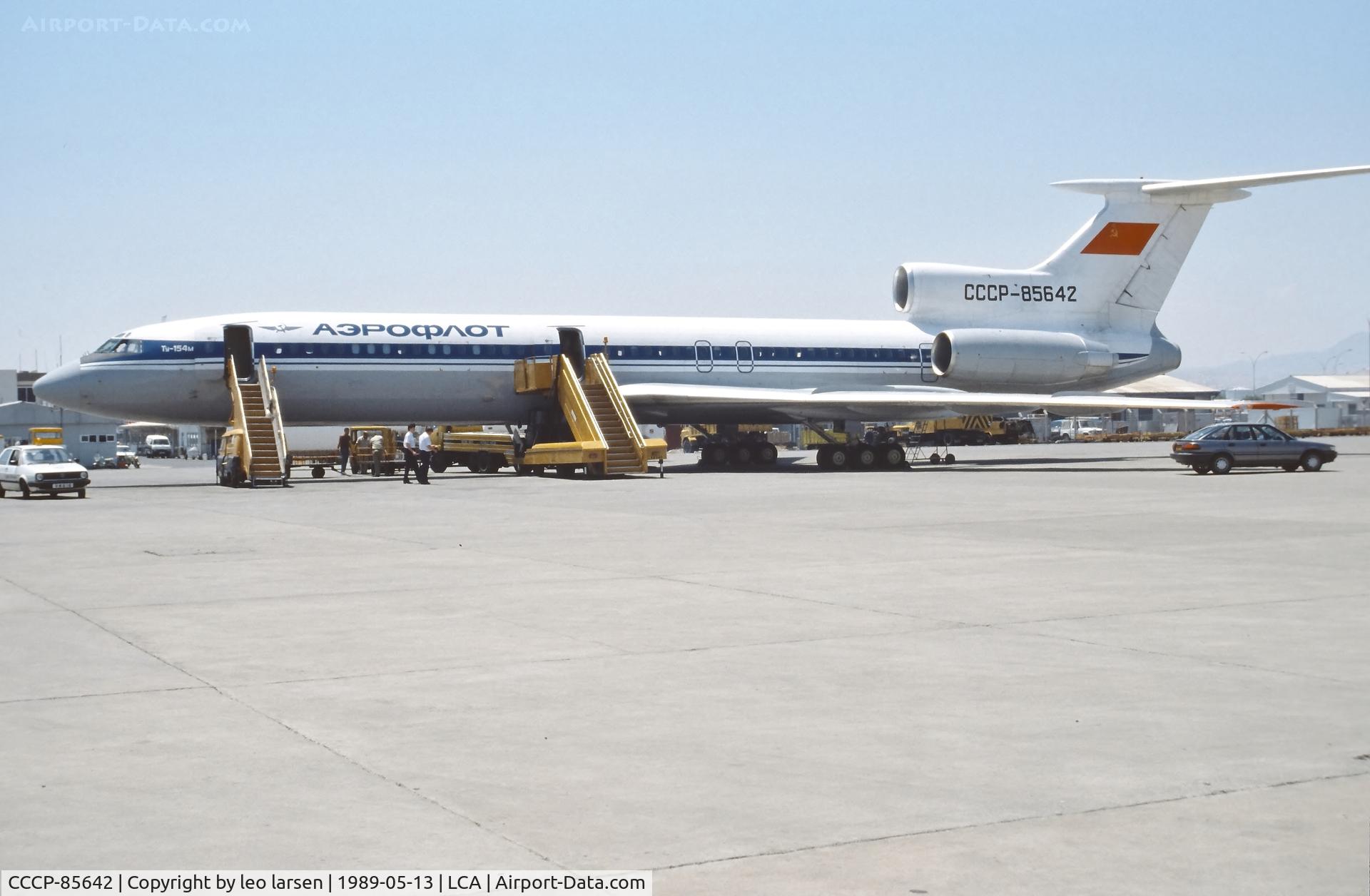 CCCP-85642, 1988 Tupolev Tu-154M C/N 88A778, Larnaca Cyprus 13.5.1989
