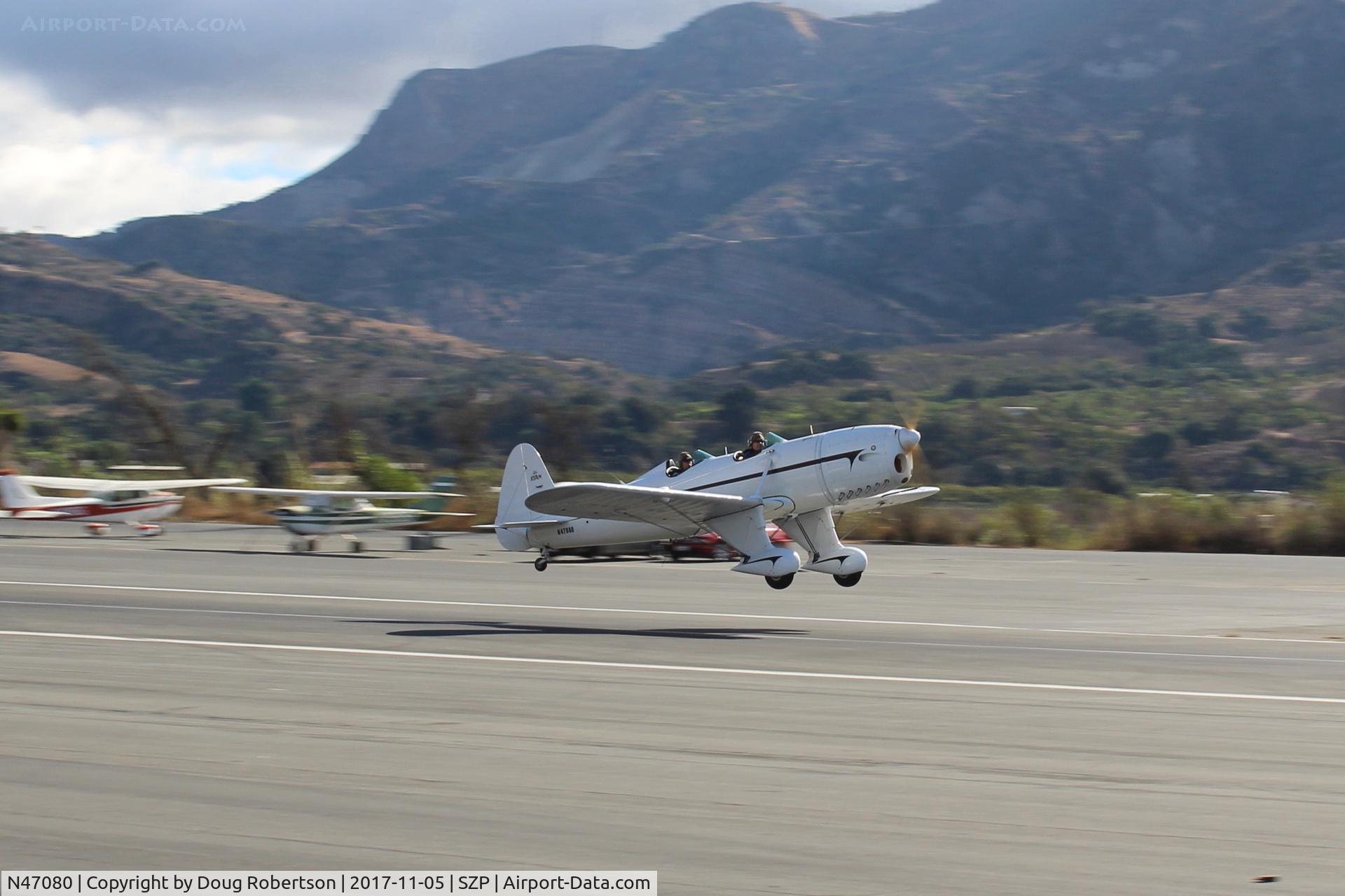 N47080, 1942 Ryan Aeronautical ST3KR C/N 1391, 1942 Ryan Aeronautical ST-3KR 'Eileen', Fairchild Ranger 6-410 165 Hp 6 cylinder inverted in-line conversion, Experimental class. Takeoff climb Rwy 22