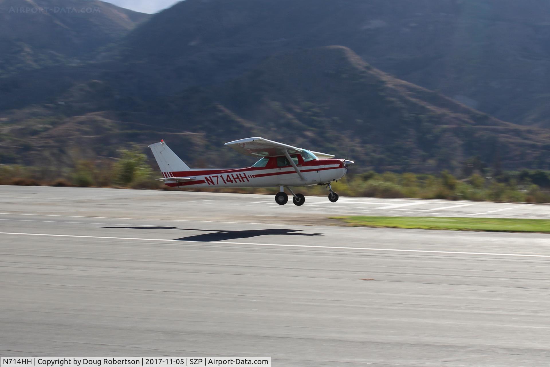 N714HH, 1977 Cessna 150M C/N 15079185, 1977 Cessna 150M, Continental O-200 100 Hp, takeoff climb Rwy 22