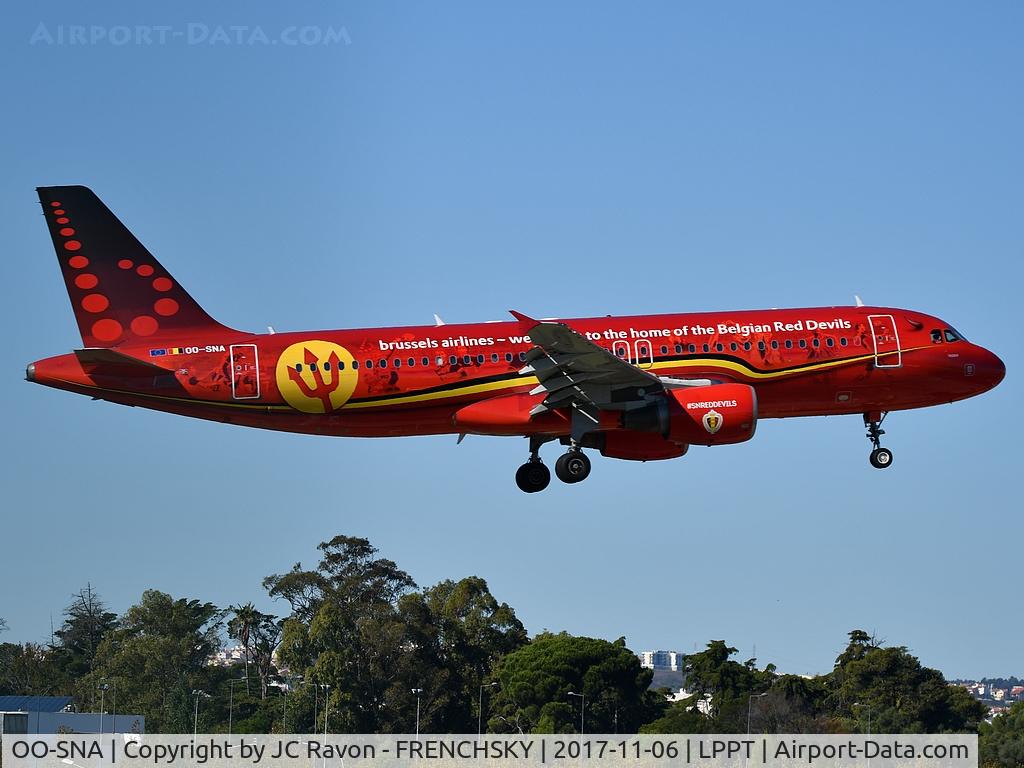 OO-SNA, 2001 Airbus A320-214 C/N 1441, Brussels Airlines (Red Devils Livery) landing runway 03 from Brussels (BRU)