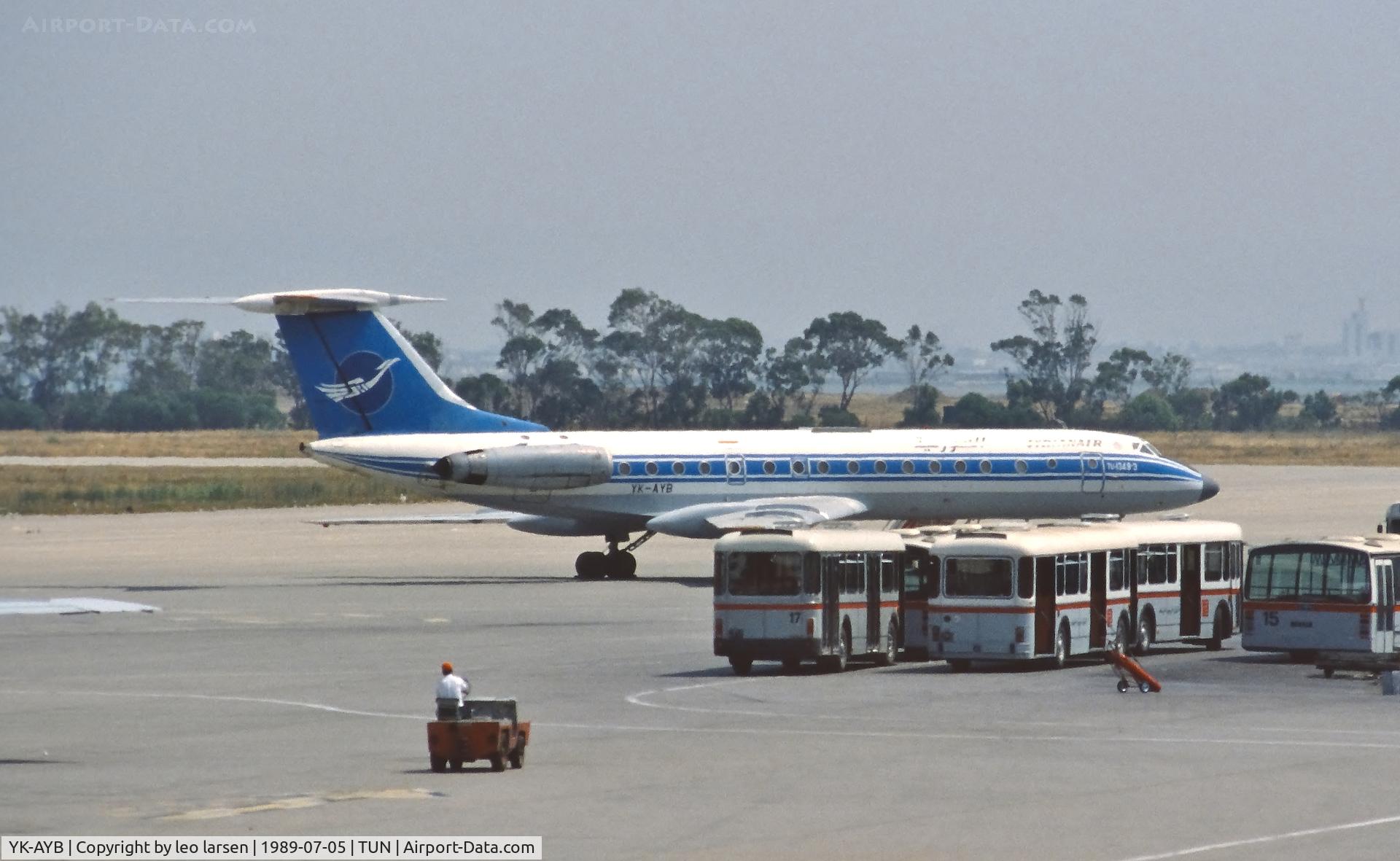 YK-AYB, 1982 Tupolev Tu-134B-3 C/N 63994, Tunis 5.7.1989