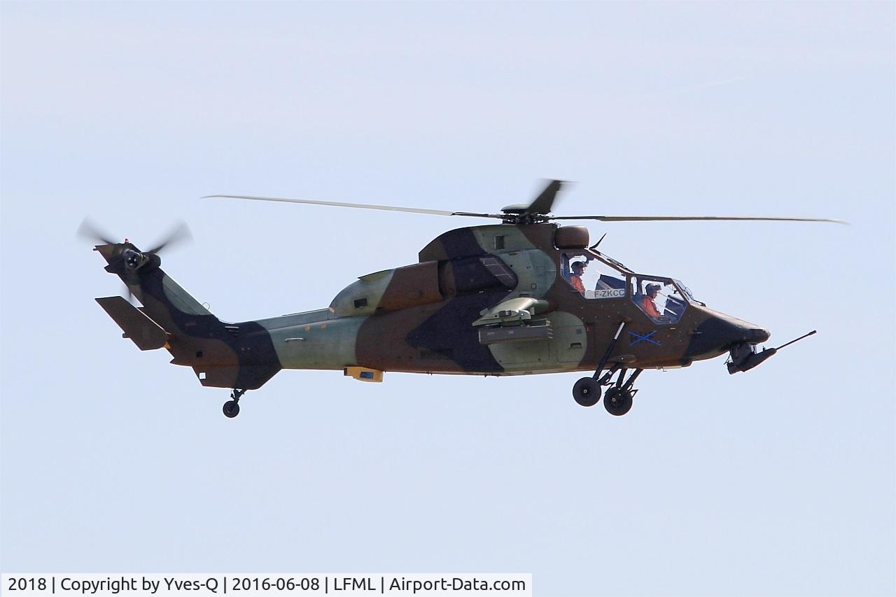 2018, Eurocopter EC-665 Tigre HAP C/N 2018, Airbus Helicopters EC-665 Tigre HAP, Test flight with provisional registration F-ZKCC, Marseille-Provence airport (LFML-MRS)