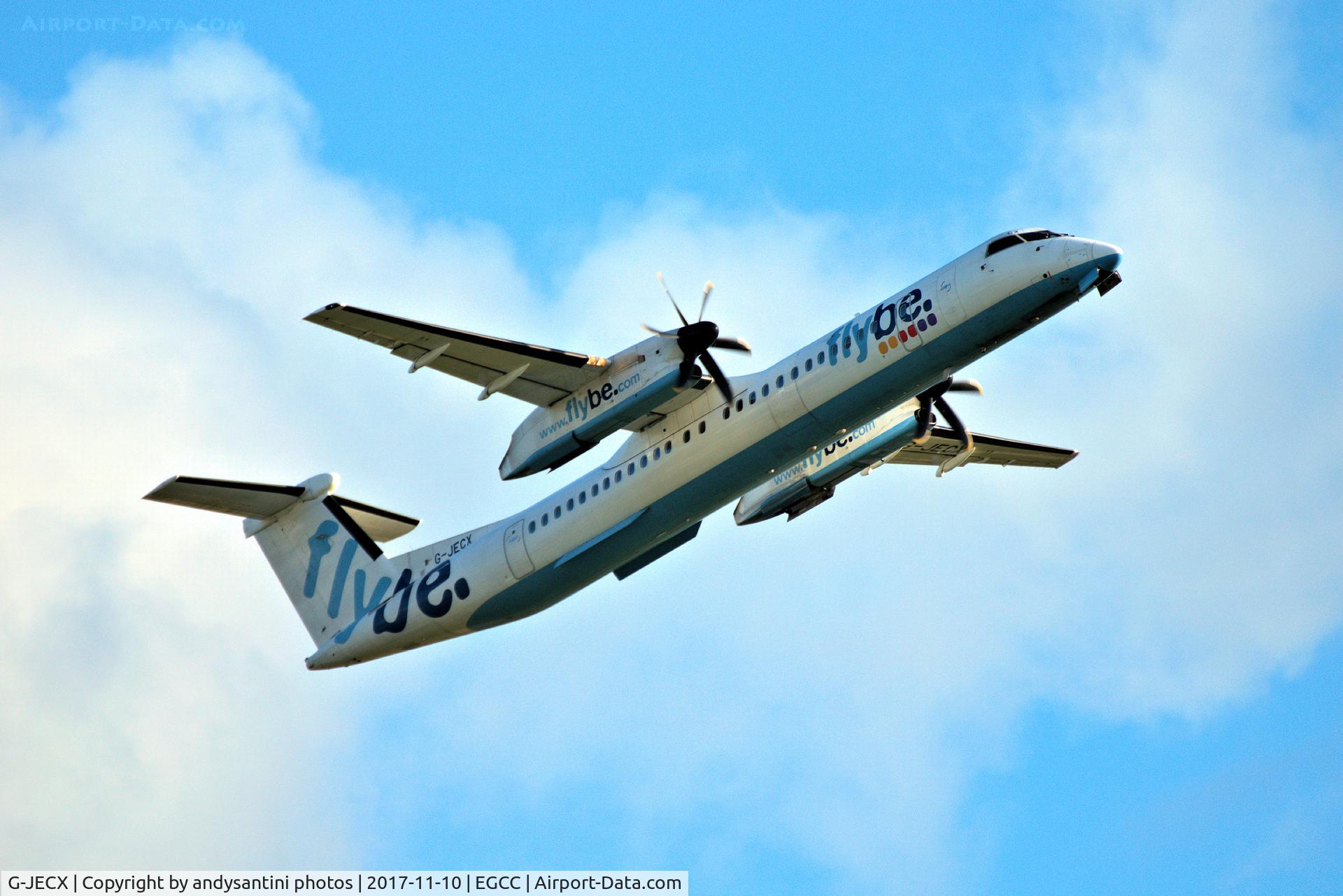 G-JECX, 2007 De Havilland Canada DHC-8-402Q Dash 8 C/N 4155, just taken off.