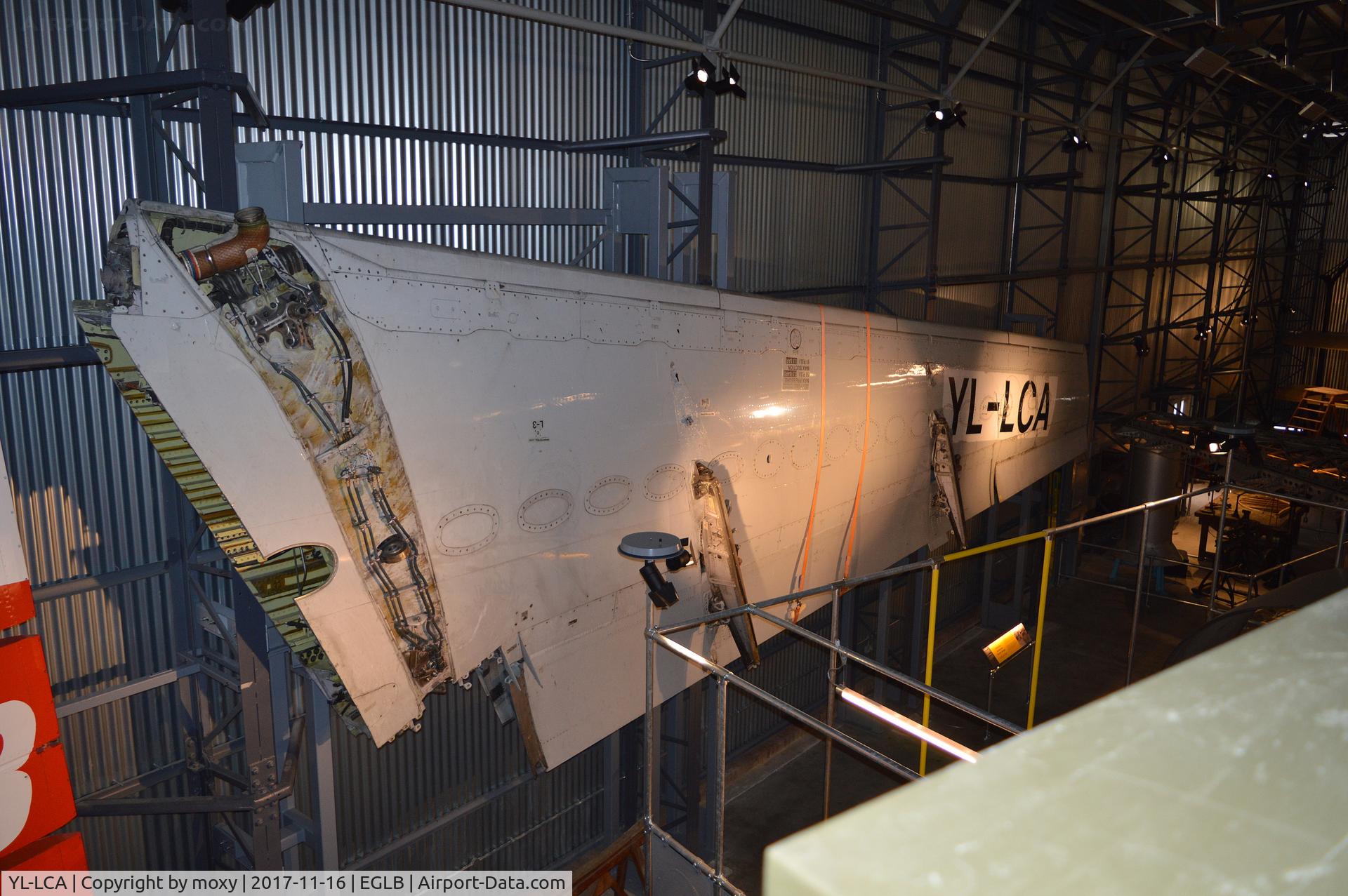 YL-LCA, 1992 Airbus A320-211 C/N 333, Port wing of Airbus A320-211 at Brooklands. Aircraft broken up at Kemble.
