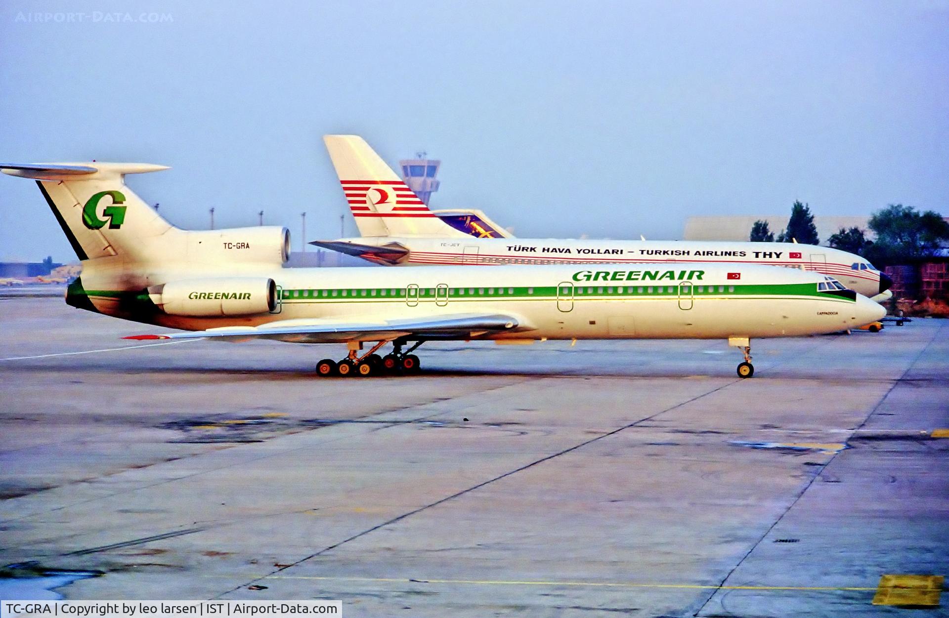 TC-GRA, 1986 Tupolev Tu-154M C/N 86A739, Istanbul 7.9.1990