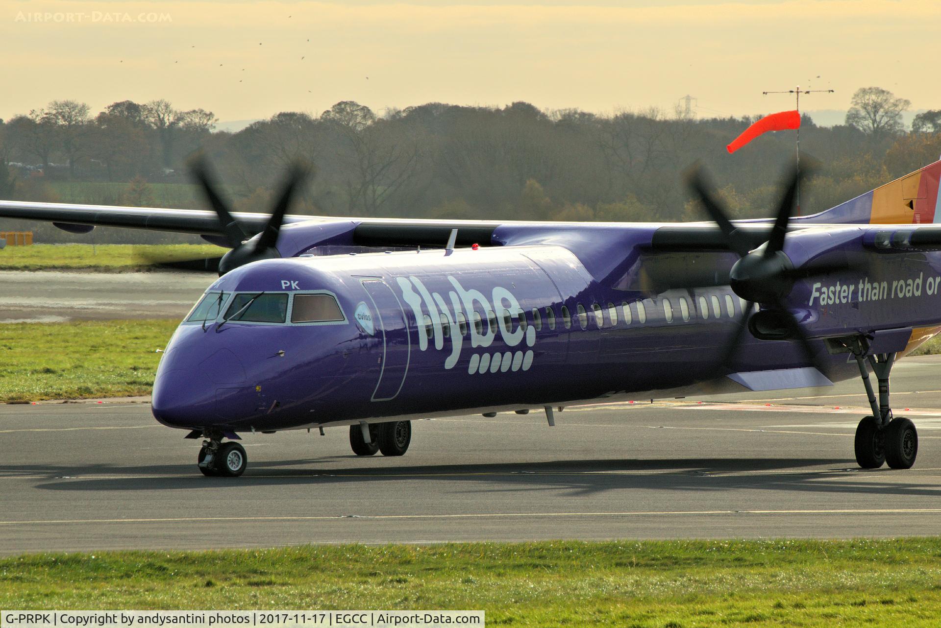 G-PRPK, 2008 Bombardier DHC-8-402 Dash 8 C/N 4203, taxing in after landing.