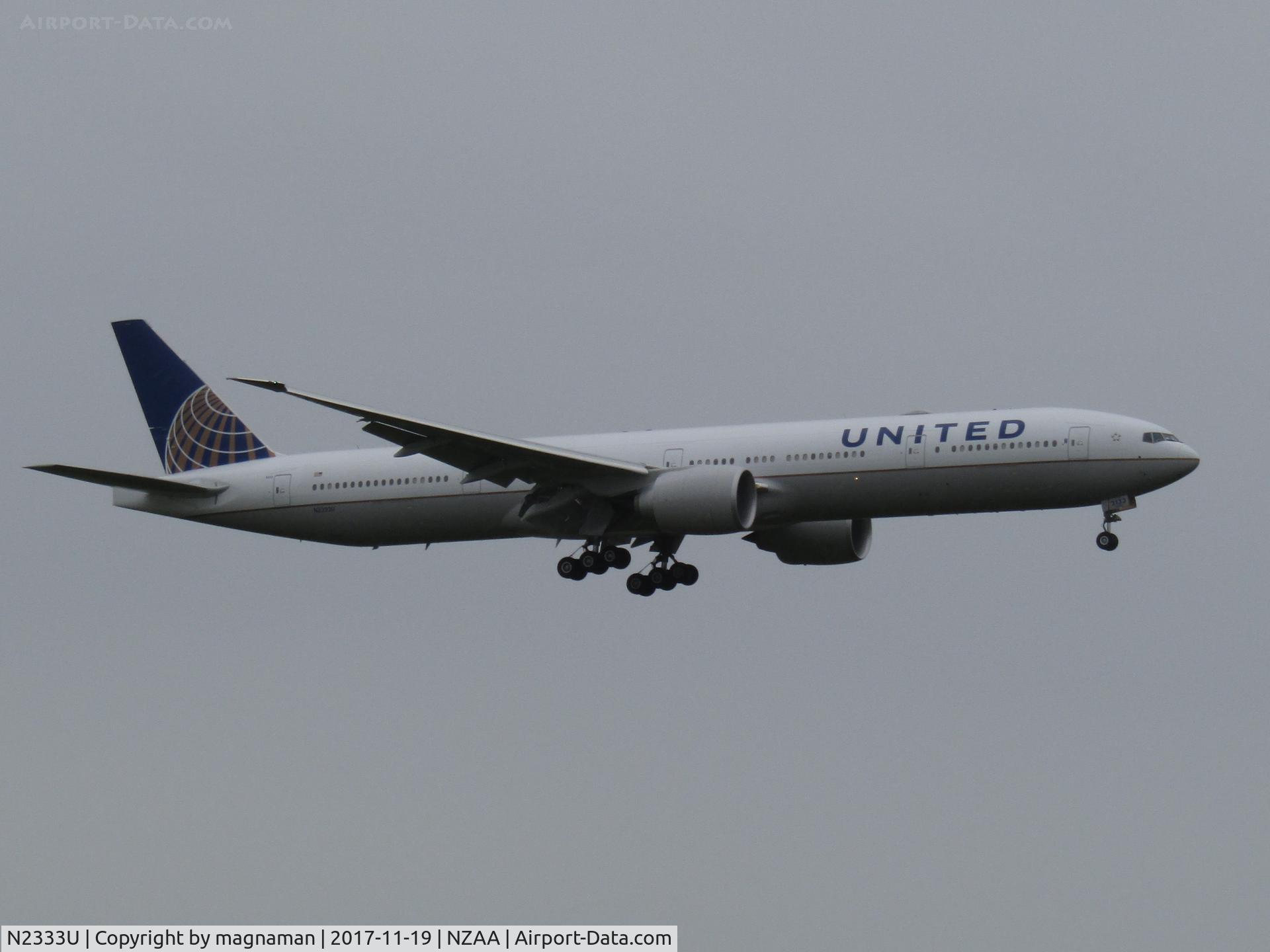 N2333U, 2016 Boeing 777-300/ER C/N 62644, about to land at AKL