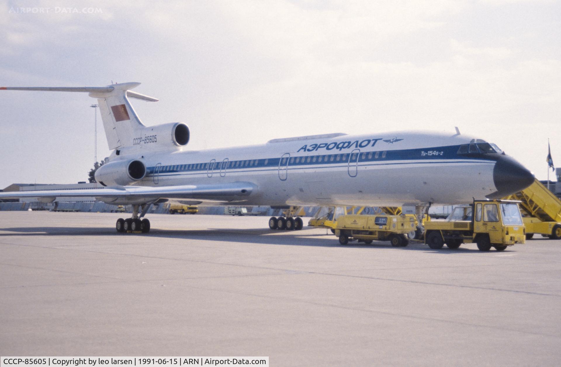 CCCP-85605, 1986 Tupolev Tu-154B-2 C/N 84A605, Stockholm Arlanda 15.6.1991 Last built TU-154B-2