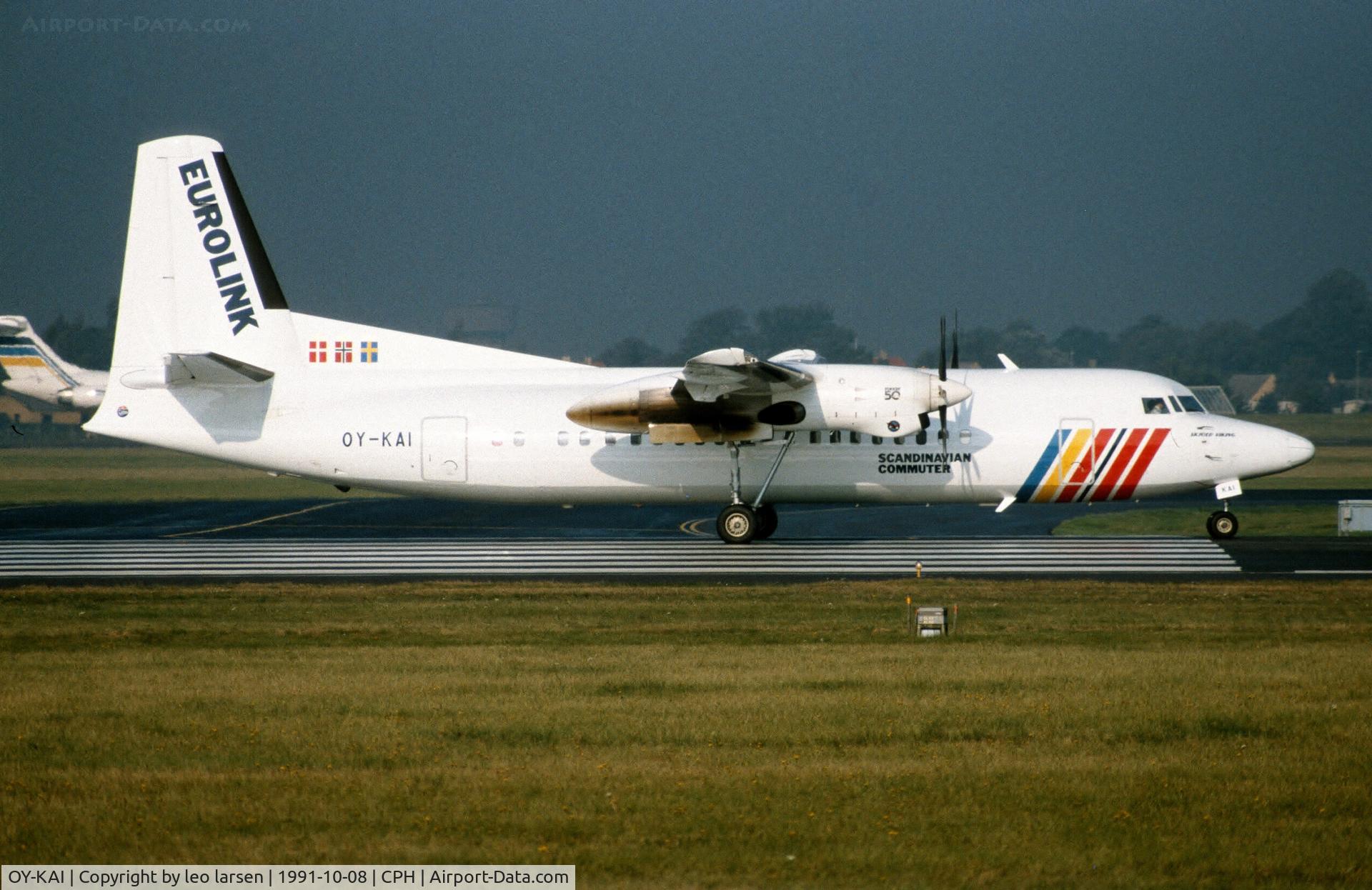 OY-KAI, 1990 Fokker 50 C/N 20194, Copenhagen 8.10.1991