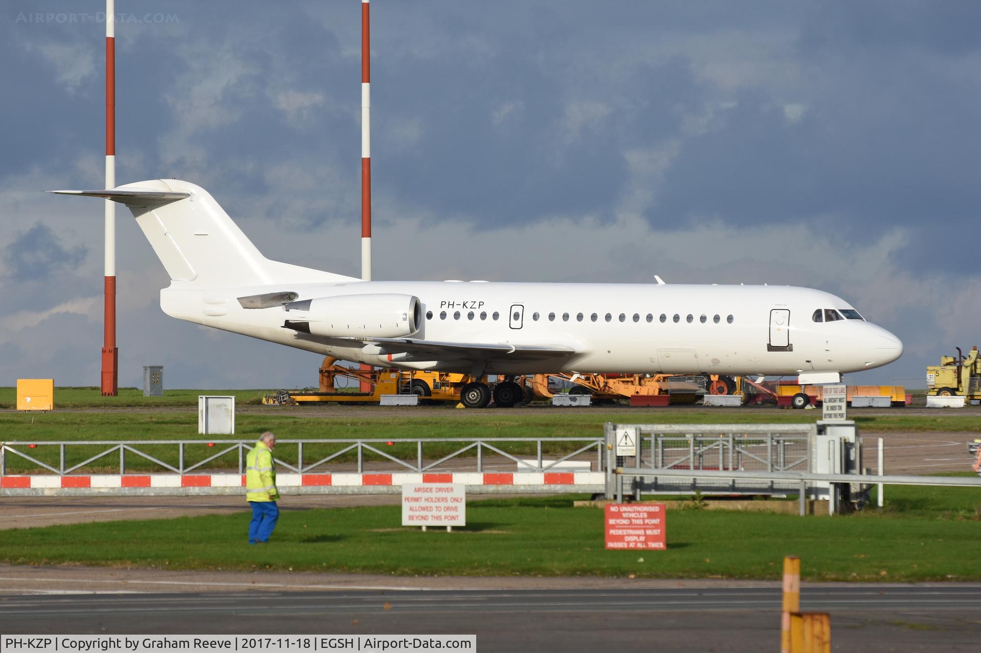PH-KZP, 1995 Fokker 70 (F-28-0070) C/N 11539, Parked at Norwich.