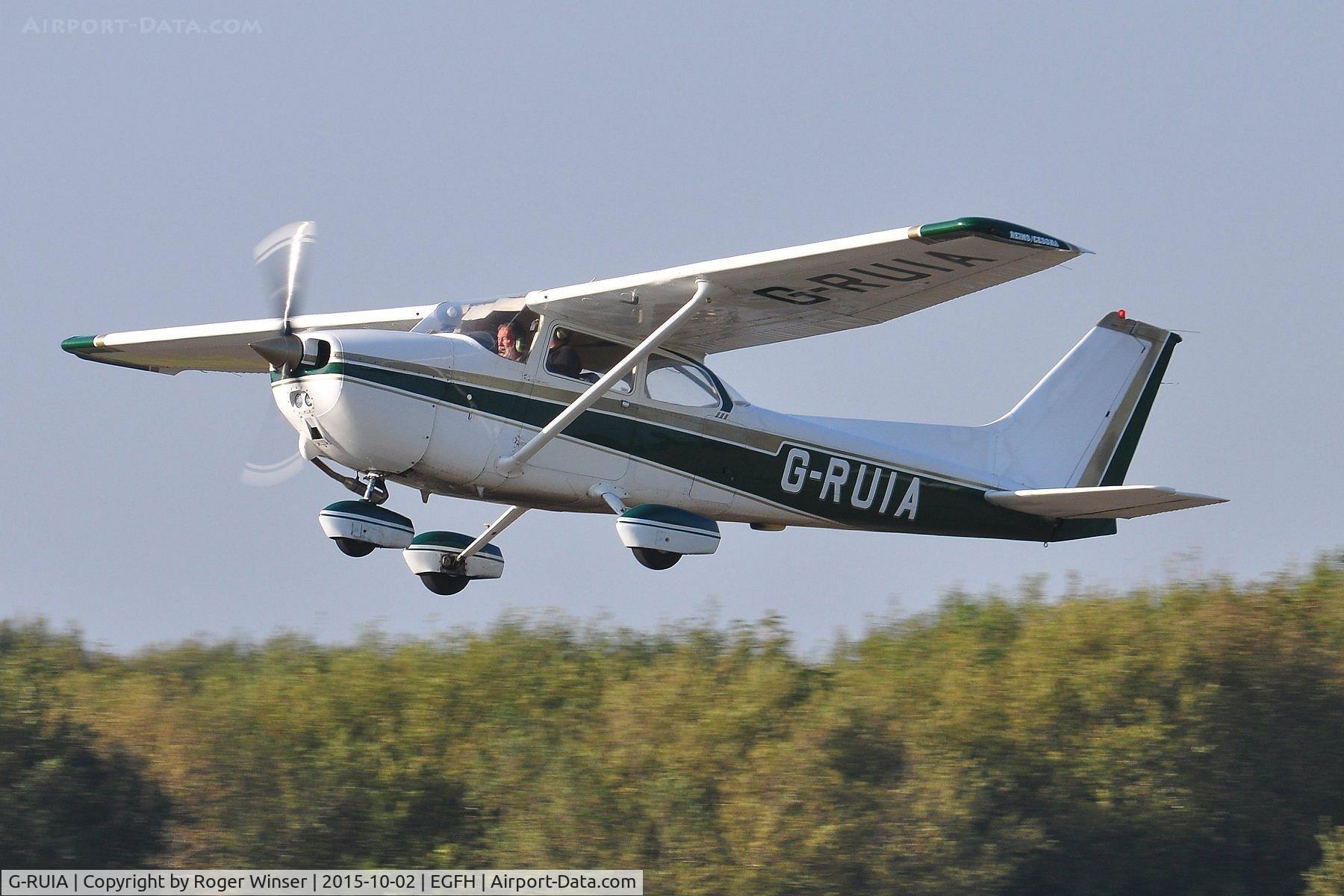 G-RUIA, 1979 Reims F172N Skyhawk C/N 1856, Resident Skyhawk operated by Cambrian Flying Club departing Runway 22.