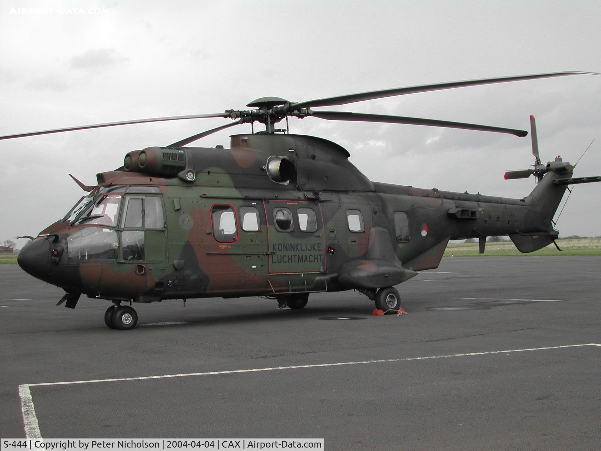 S-444, Eurocopter AS-532U2 Cougar C/N 2444, AS-532U-2 Cougar, callsign Wildcat, of 300 Squadron Royal Netherland Air Force as seen at Carlisle in April 2004.