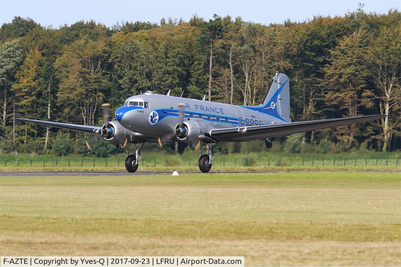 F-AZTE, 1943 Douglas C-47A-1-DL  Skytrain C/N 9172, Douglas C-47A Skytrain, Take off rwy 23, Morlaix-Ploujean airport (LFRU-MXN) Air show 2017