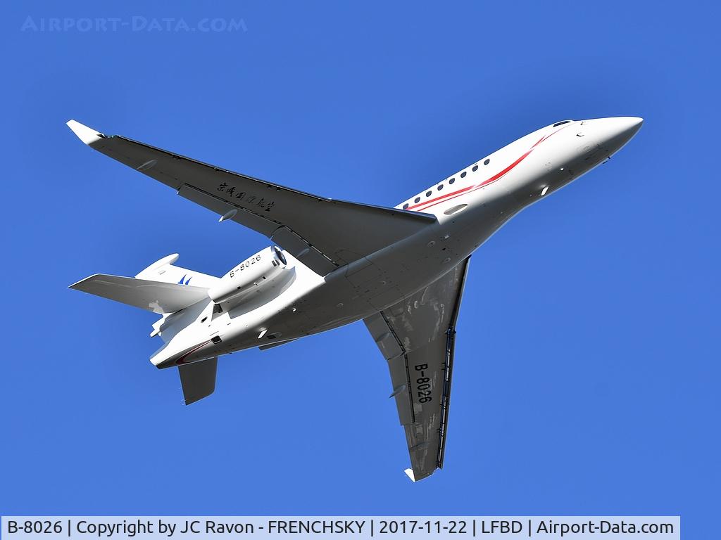 B-8026, 2009 Dassault Falcon 7X C/N 061, Beijing Airlines (operating for Air China) take off runway 11