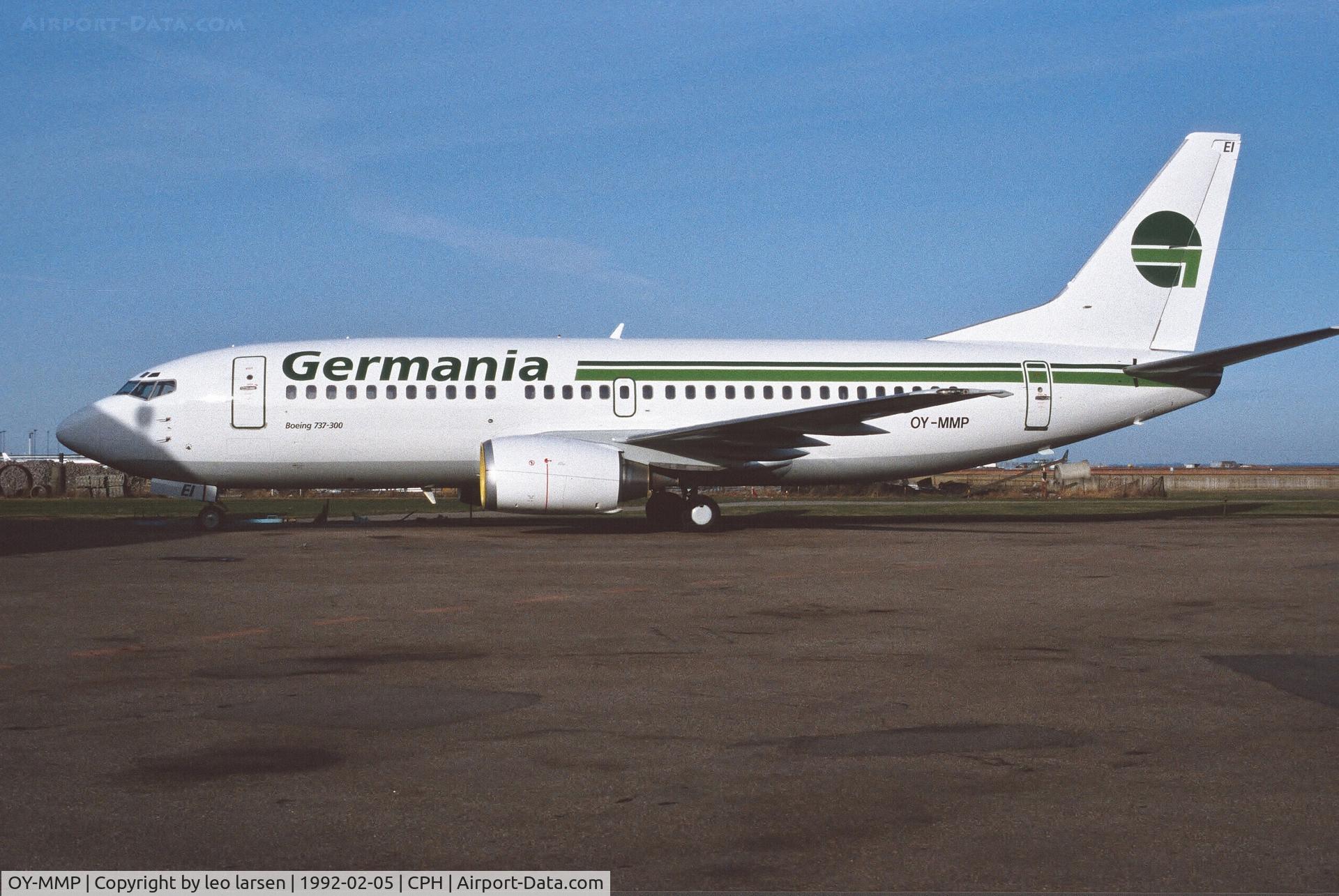 OY-MMP, 1988 Boeing 737-3L9 C/N 24220, Copenhagen 5.2.1992 on lease to Germania.