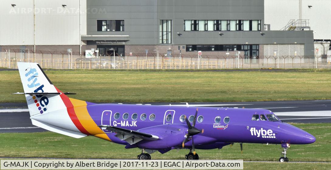 G-MAJK, 1995 British Aerospace Jetstream 41 C/N 41070, Belfast City.  Eastern Airways Jetstream 41 (G-MAJK), in flybe livery, arriving from Newcastle.