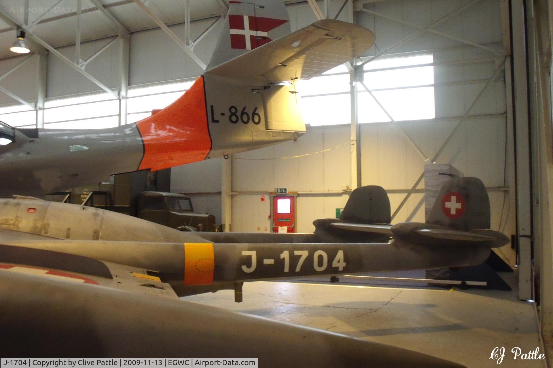 J-1704, 1956 De Havilland (F+W Emmen) DH-112 Venom FB.54 C/N 874, Preserved at the RAF Museum Cosford at EGWC