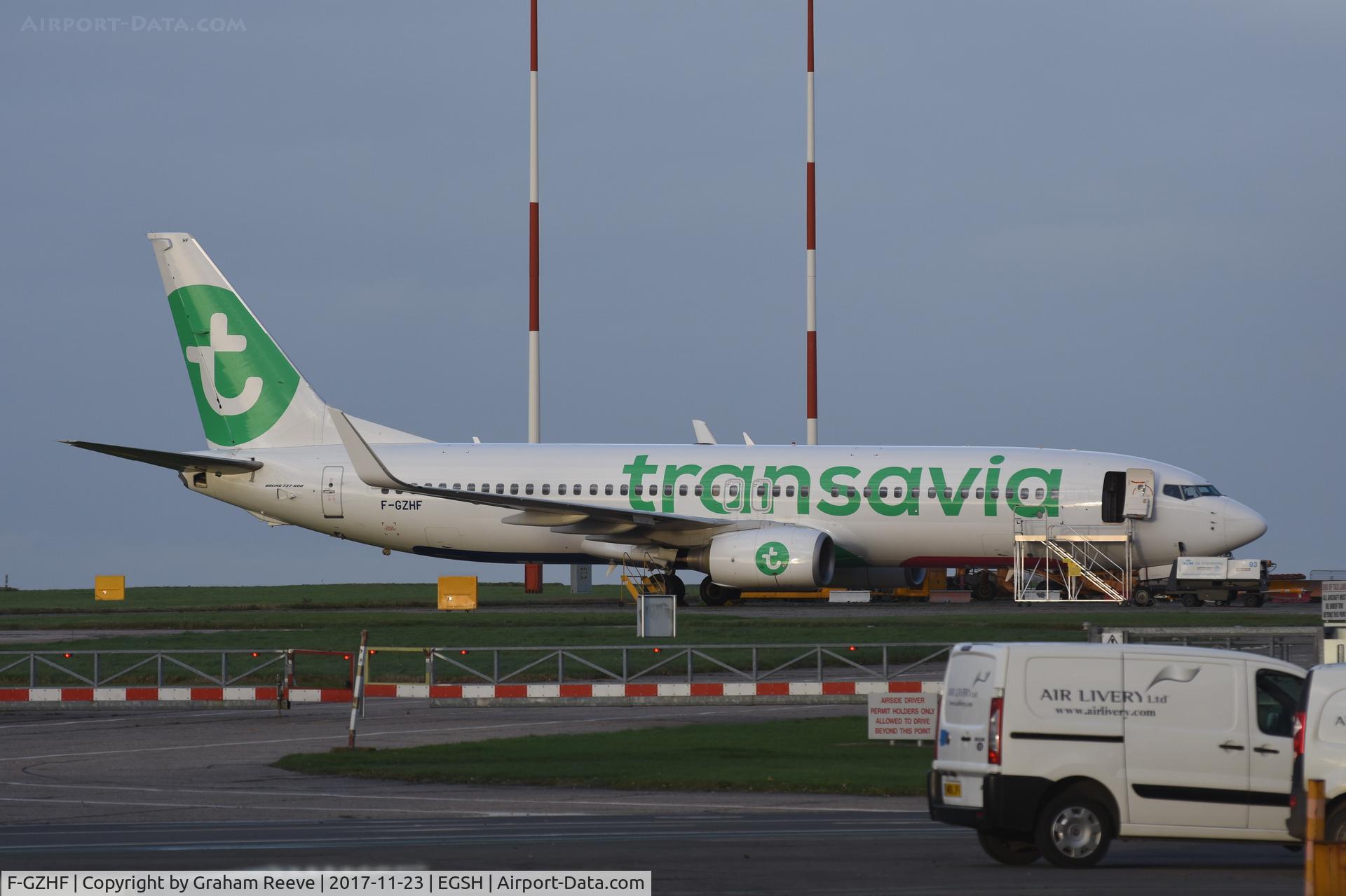 F-GZHF, 2009 Boeing 737-8K2 C/N 29677, Parked at Norwich.