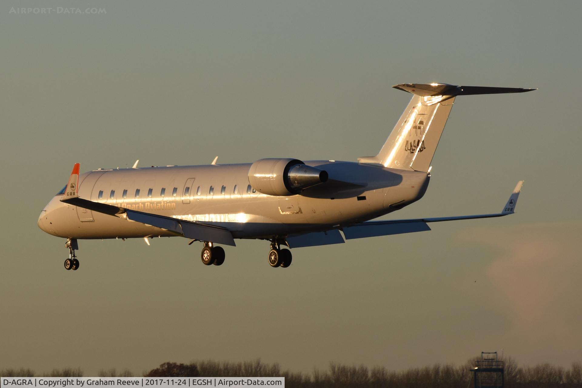 D-AGRA, 2000 Canadair CRJ-200LR (CL-600-2B19) C/N 7384, Landing at Norwich.