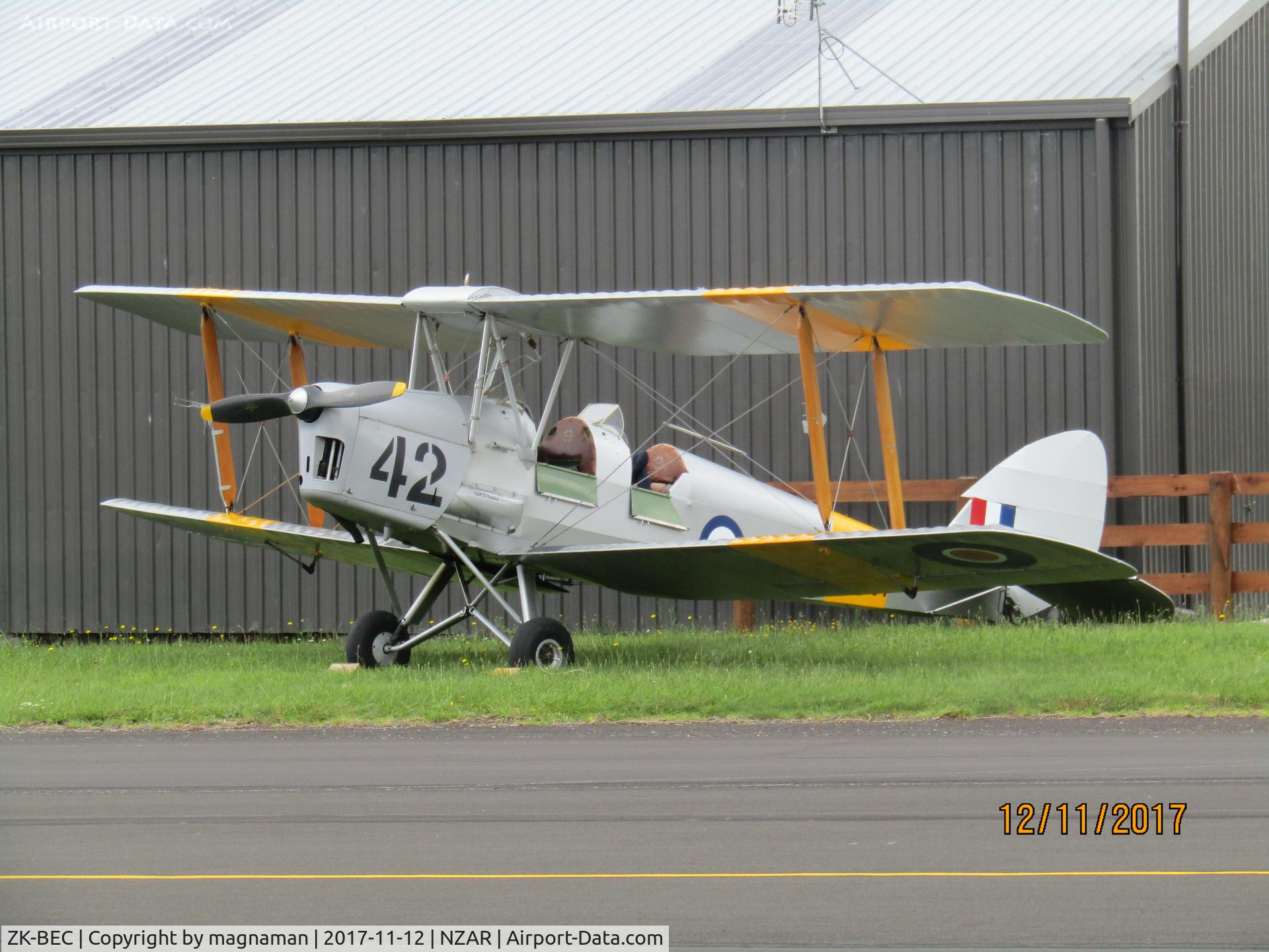 ZK-BEC, De Havilland DH-82A Tiger Moth II C/N 83626, awaiting its chance to fly