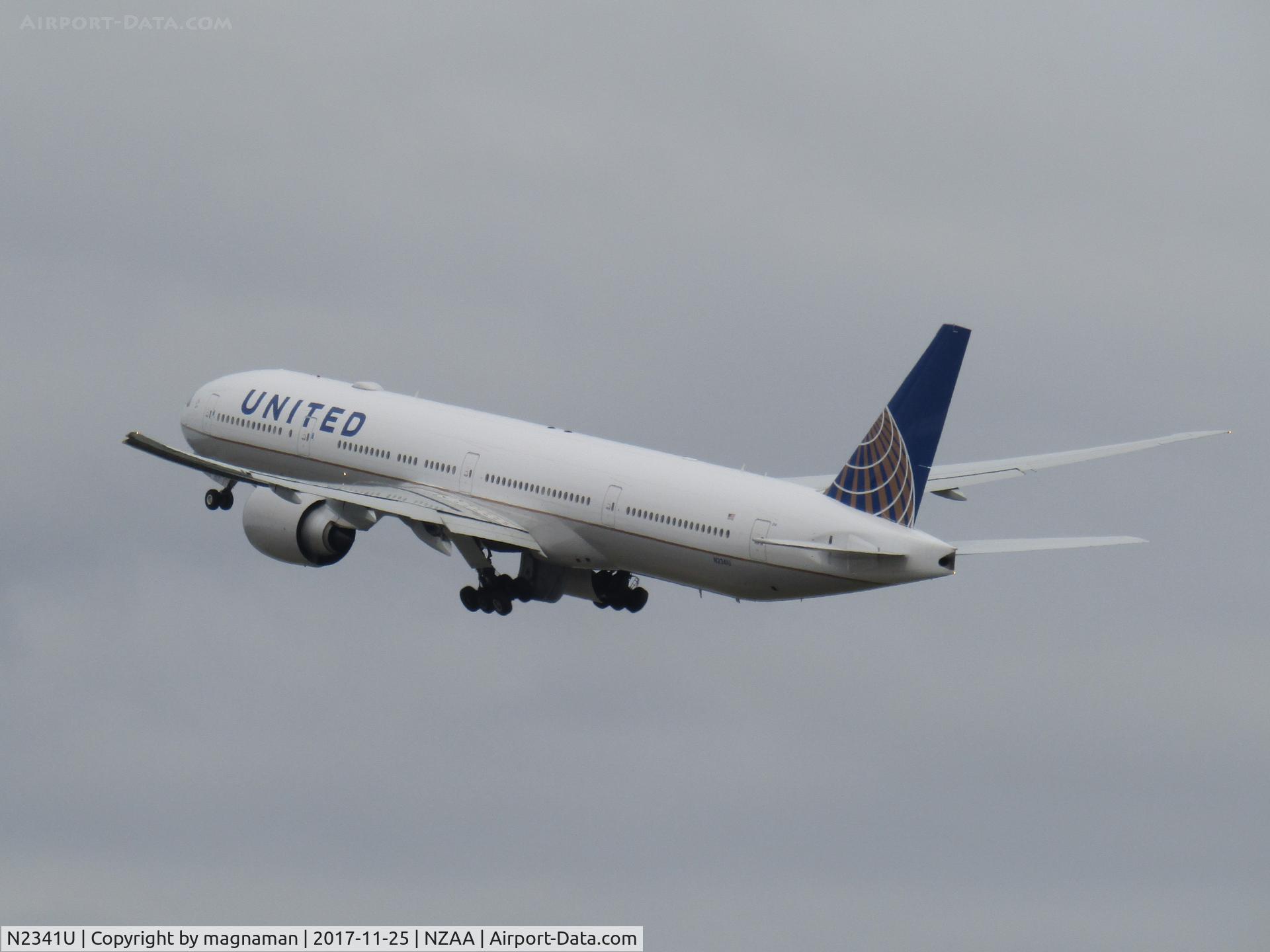 N2341U, 2017 Boeing 777-300/ER C/N 63721 / 1493, departing AKL