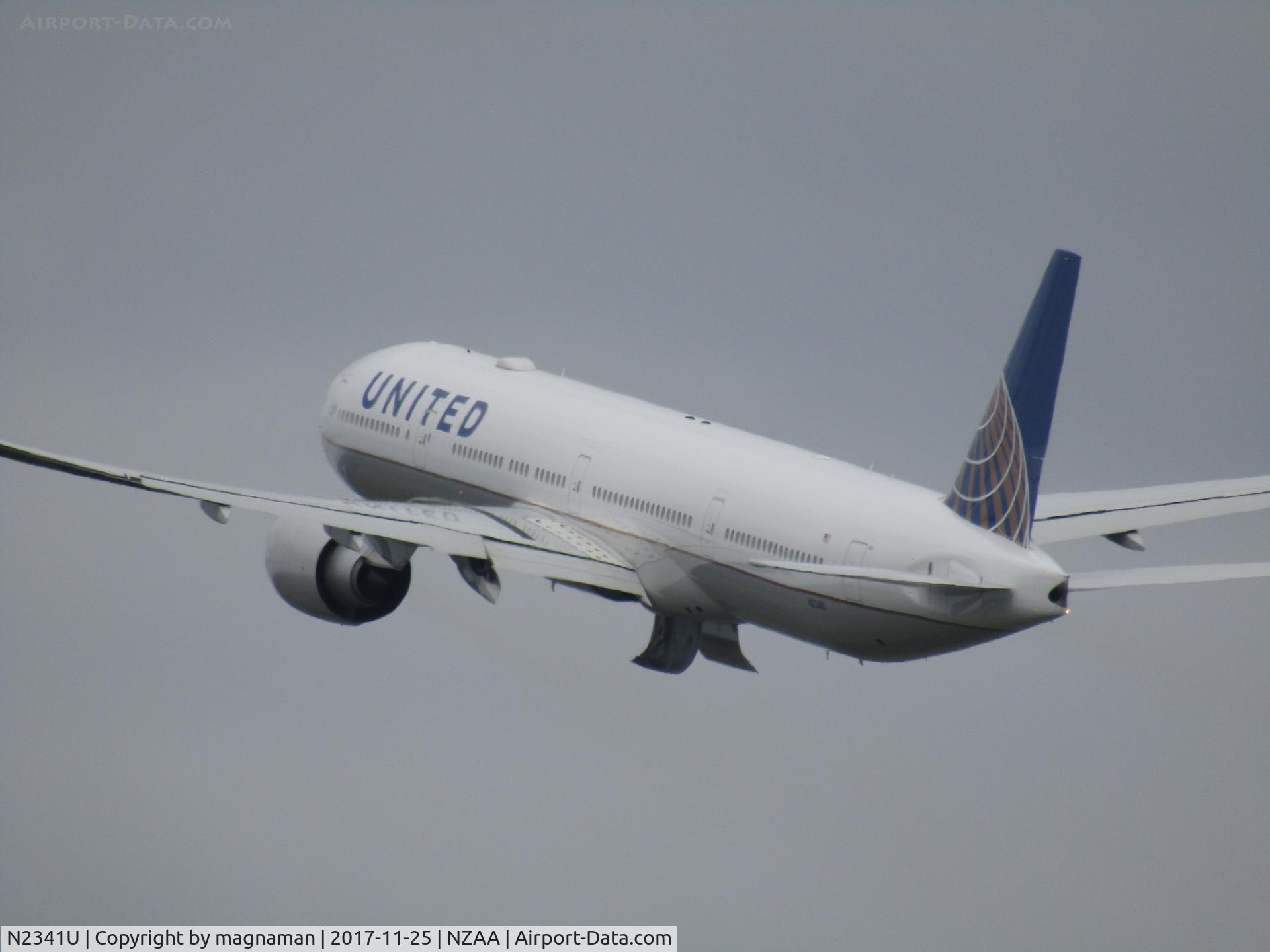 N2341U, 2017 Boeing 777-300/ER C/N 63721 / 1493, just lifted off