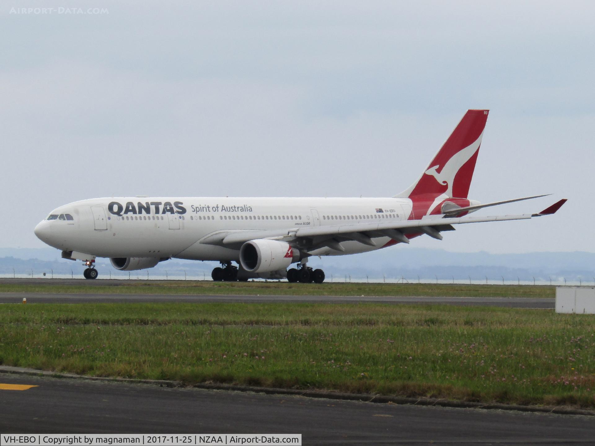 VH-EBO, 2010 Airbus A330-202 C/N 1169, just landed - with hydraulic alert