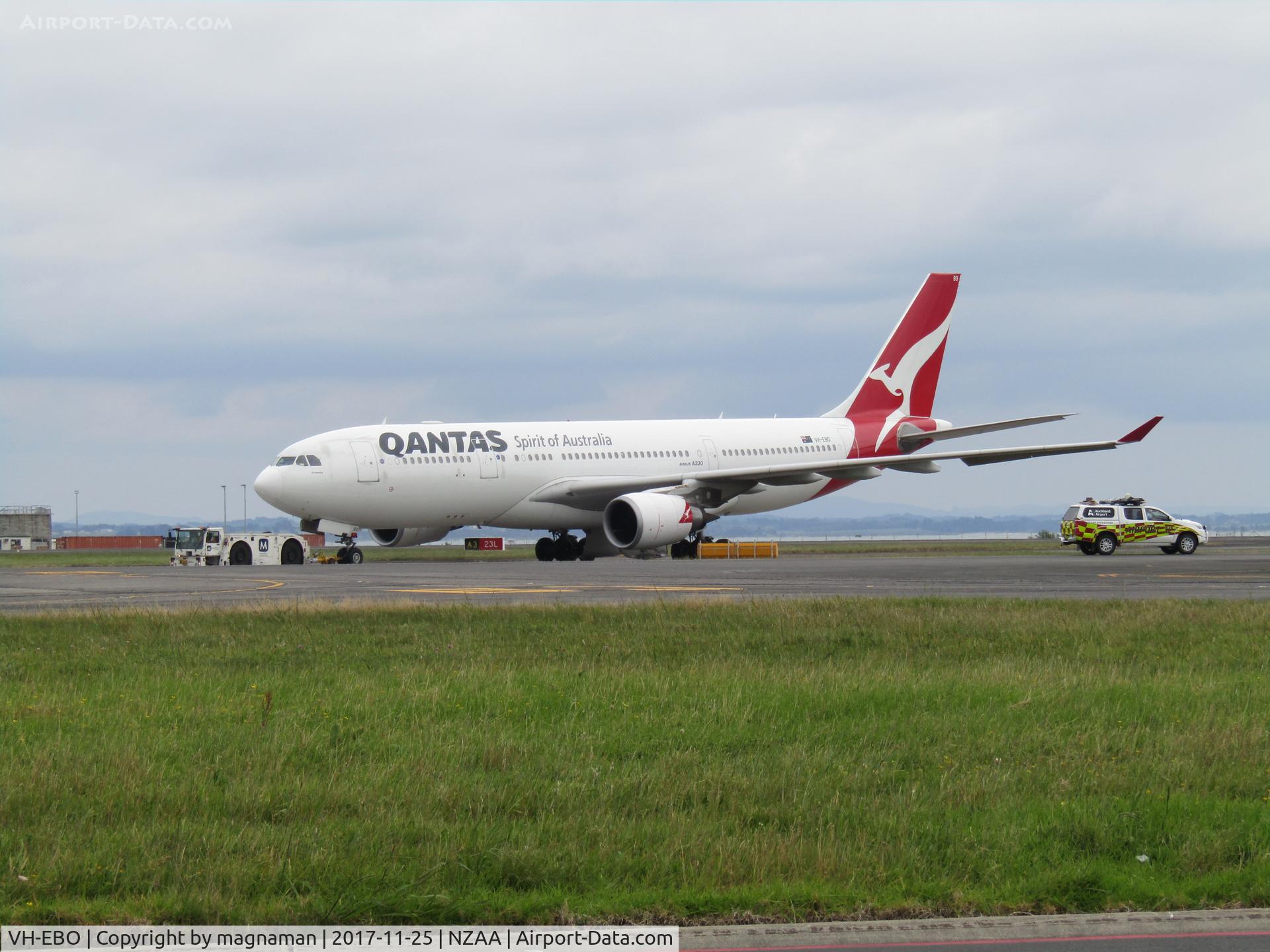 VH-EBO, 2010 Airbus A330-202 C/N 1169, under tow after emergency landing
