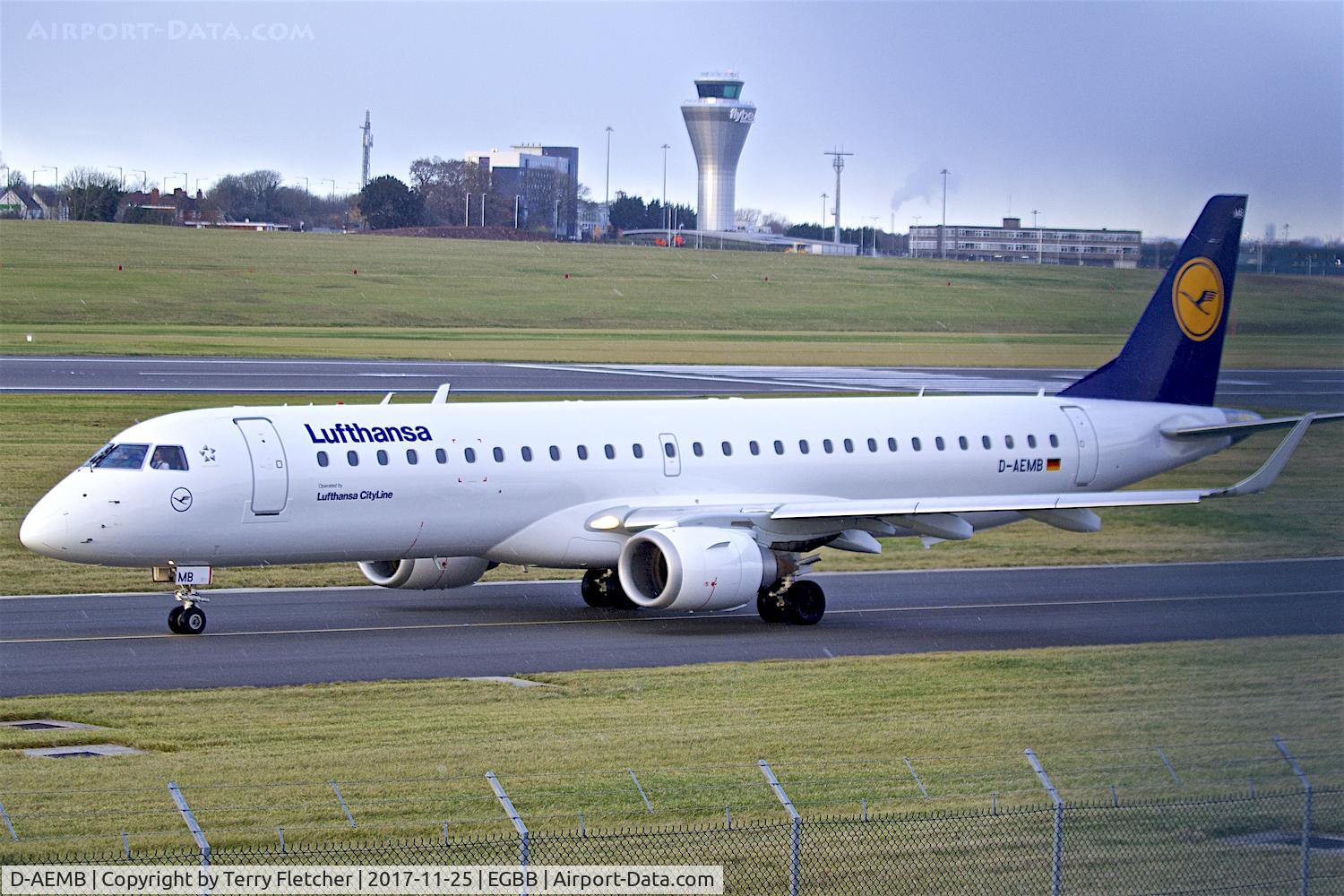 D-AEMB, 2009 Embraer 195LR (ERJ-190-200LR) C/N 19000297, At Birmingham International Airport , UK