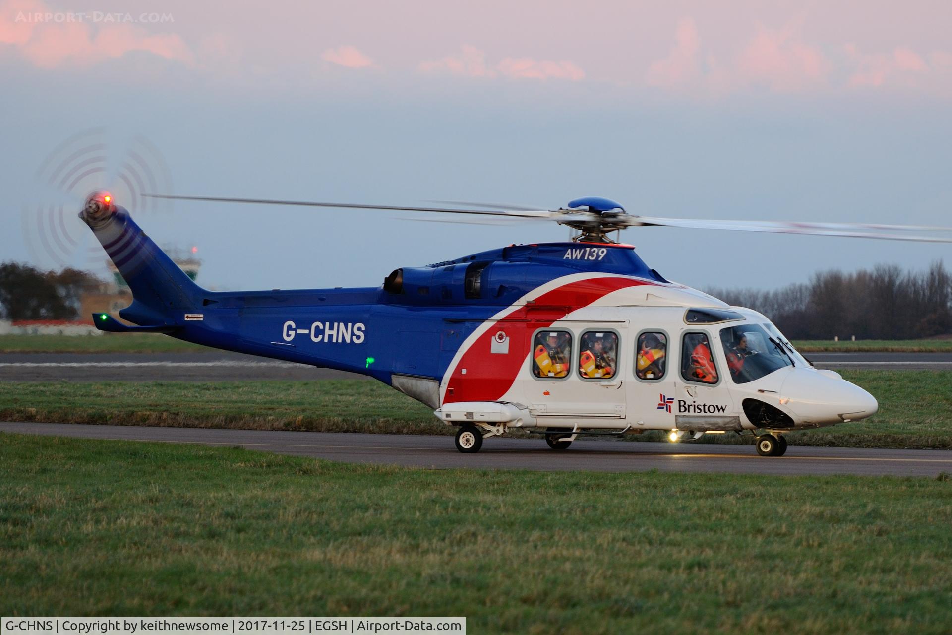 G-CHNS, 2012 AgustaWestland AW-139 C/N 31465, Early evening arrival from offshore.