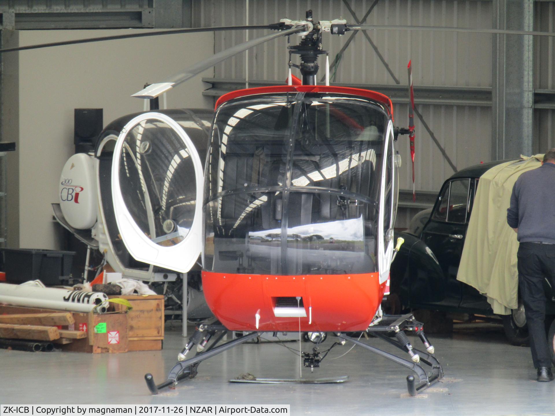 ZK-ICB, Schweizer 269C-1 C/N 0273, in hangar at AMZ