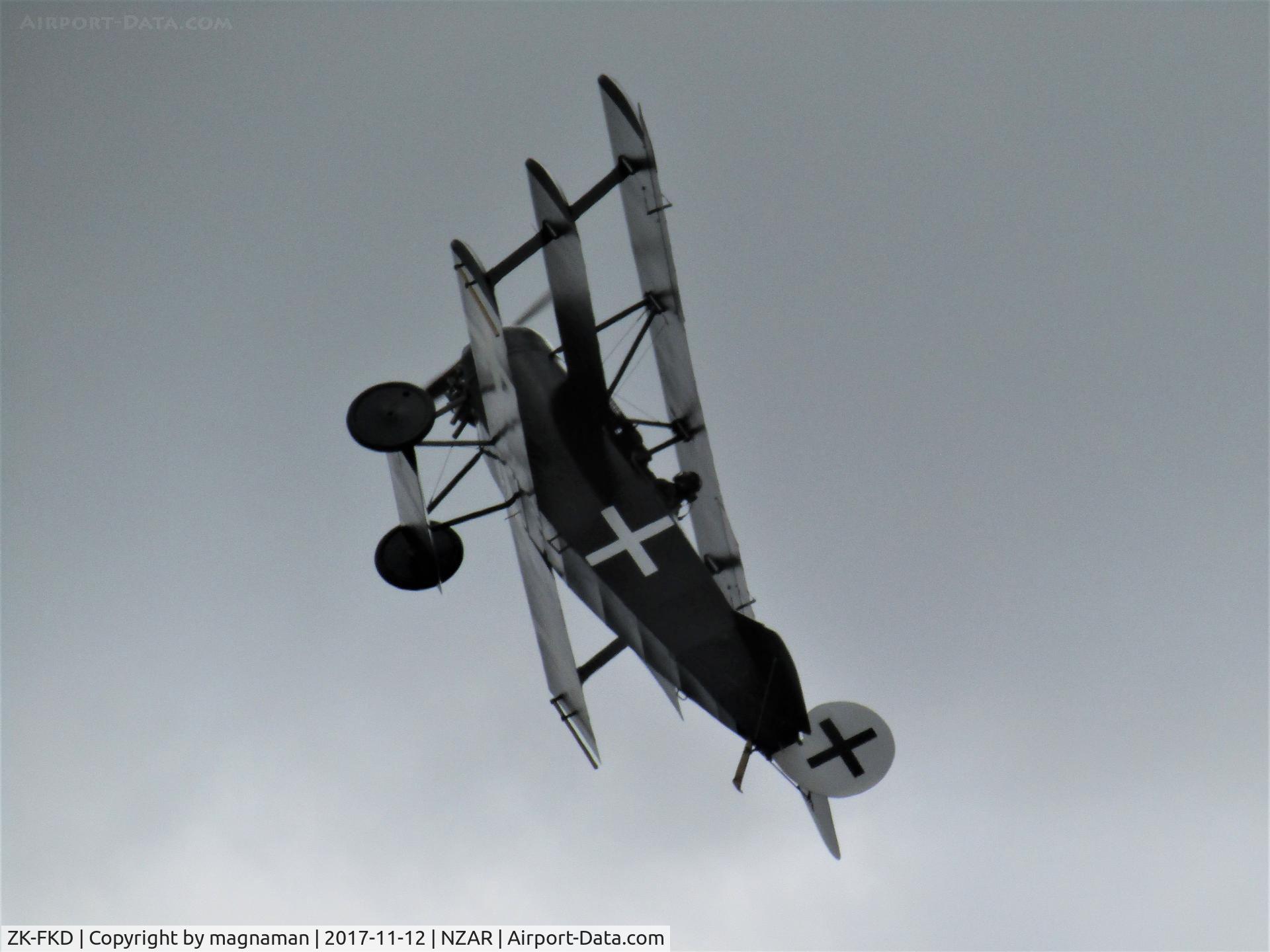 ZK-FKD, Fokker Dr-1 Triplane Replica C/N CAS 02, up she goes
