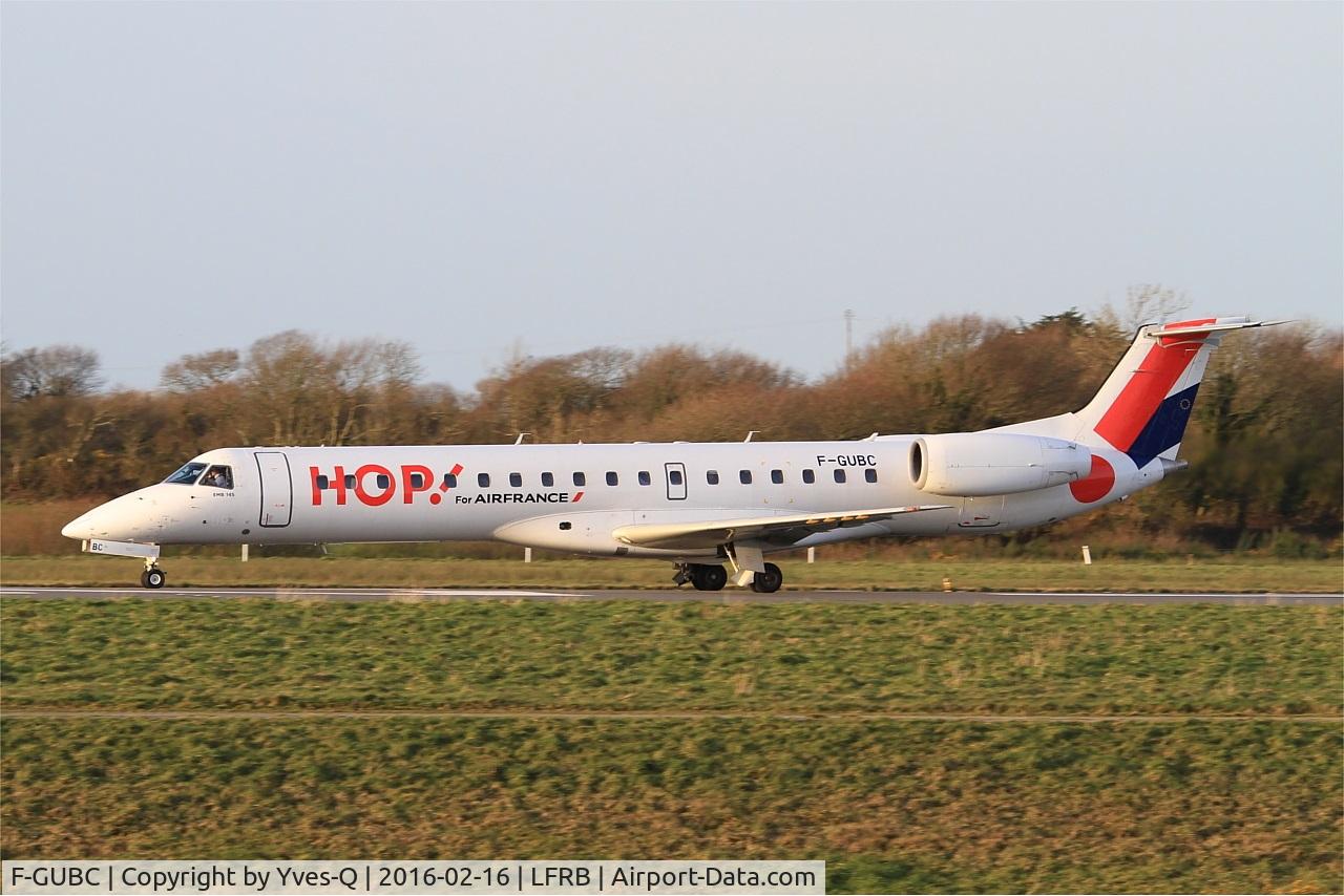 F-GUBC, 2002 Embraer ERJ-145LR (EMB-145LR) C/N 145556, Embraer ERJ-145LR, Take off run rwy 25L, Brest-Bretagne airport (LFRB-BES)