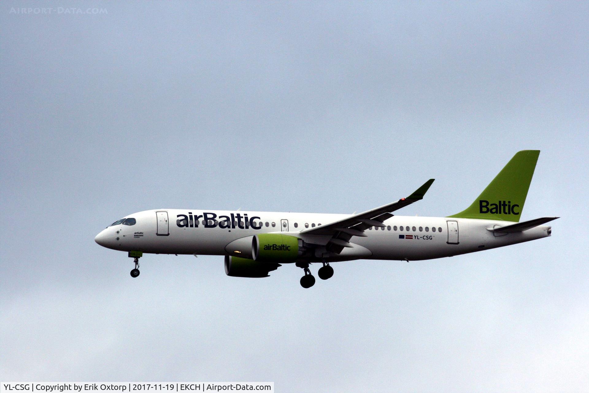 YL-CSG, 2017 Bombardier CSeries CS300 (BD-500-1A11) C/N 55009, YL-CSG landing rw 22L