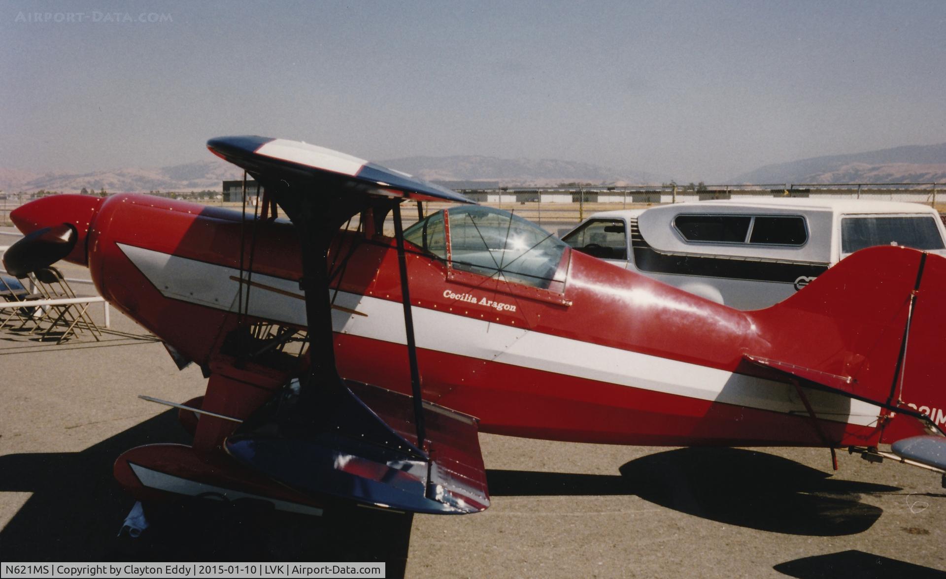 N621MS, 1984 Aerotek Pitts S-1T Special C/N 1021, Livermore Airport. Pilot Cecilia Argon. 1991.