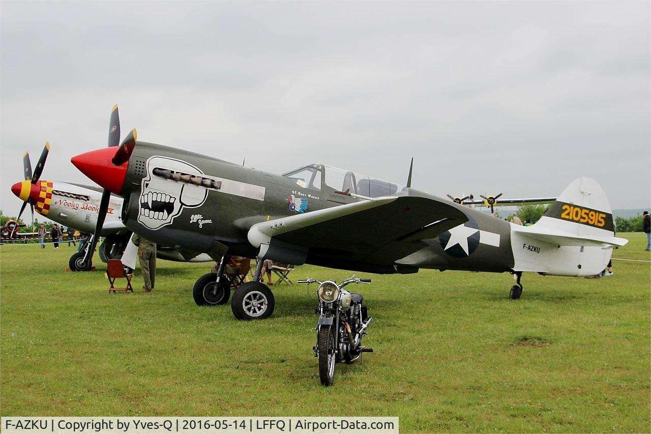 F-AZKU, 1942 Curtiss P-40N Warhawk C/N 29677, Curtiss P-40N Warhawk, Static park, La Ferté-Alais (LFFQ) Air show 2016