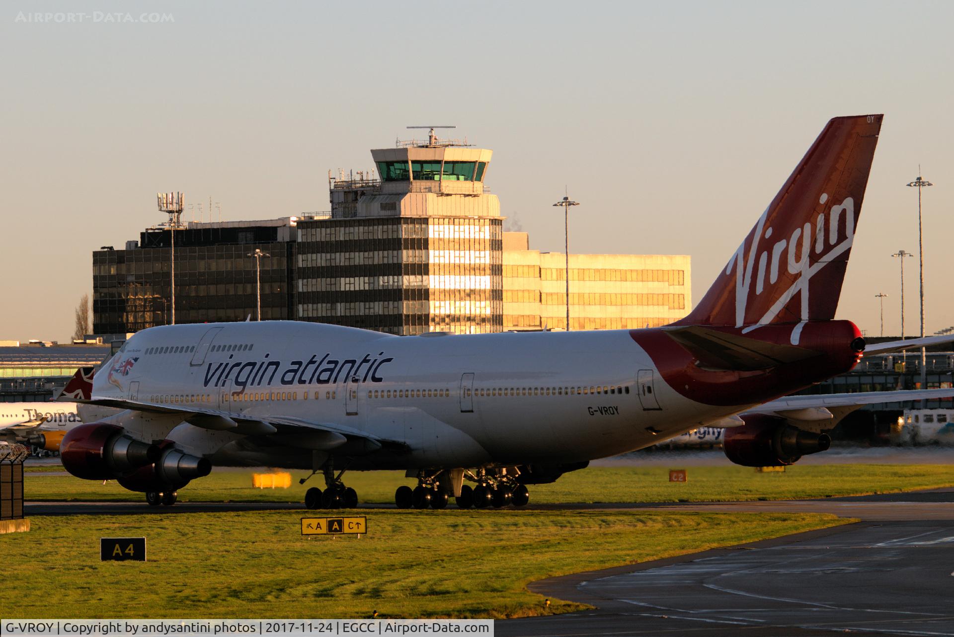 G-VROY, 2001 Boeing 747-443 C/N 32340, taxing in after landing.