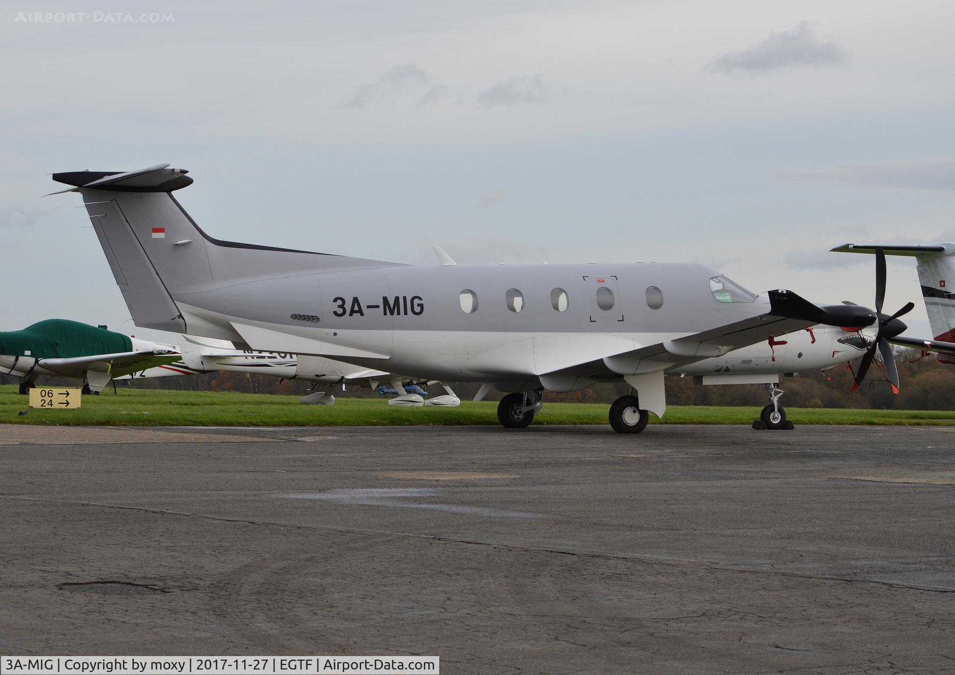 3A-MIG, 2016 Pilatus PC-12/47E C/N 1651, Monaco registered Pilatus PC-12/47E at Fairoaks.