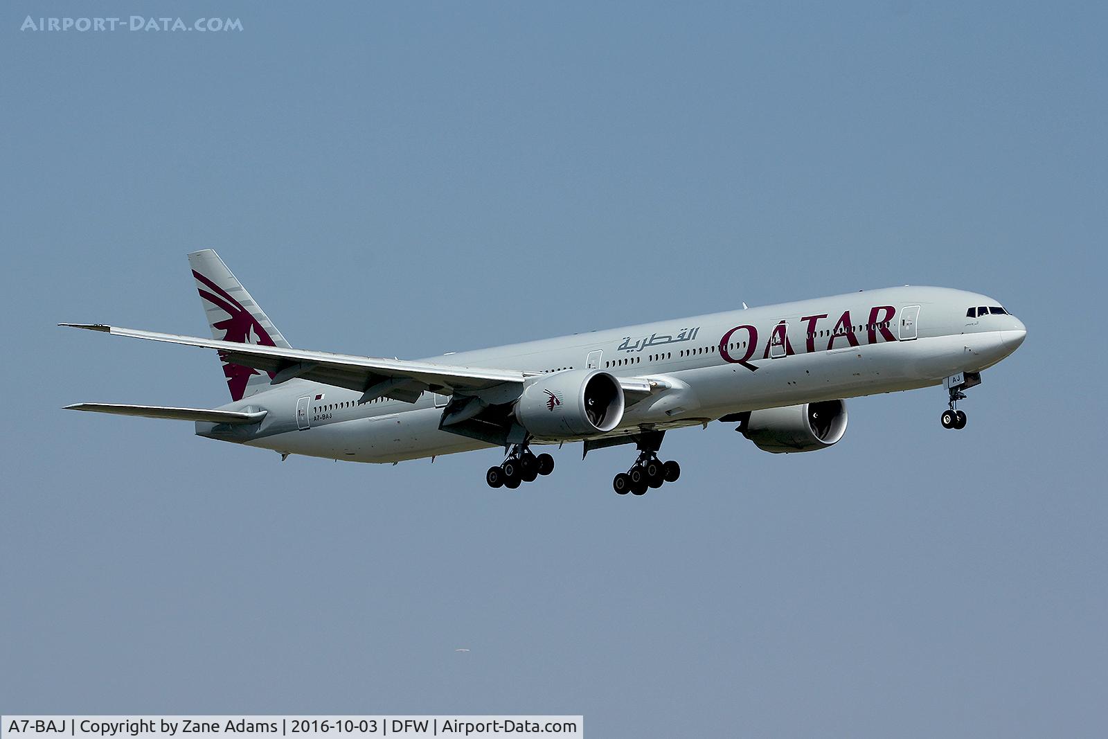 A7-BAJ, 2010 Boeing 777-3DZ/ER C/N 36096, Arriving at DFW Airport