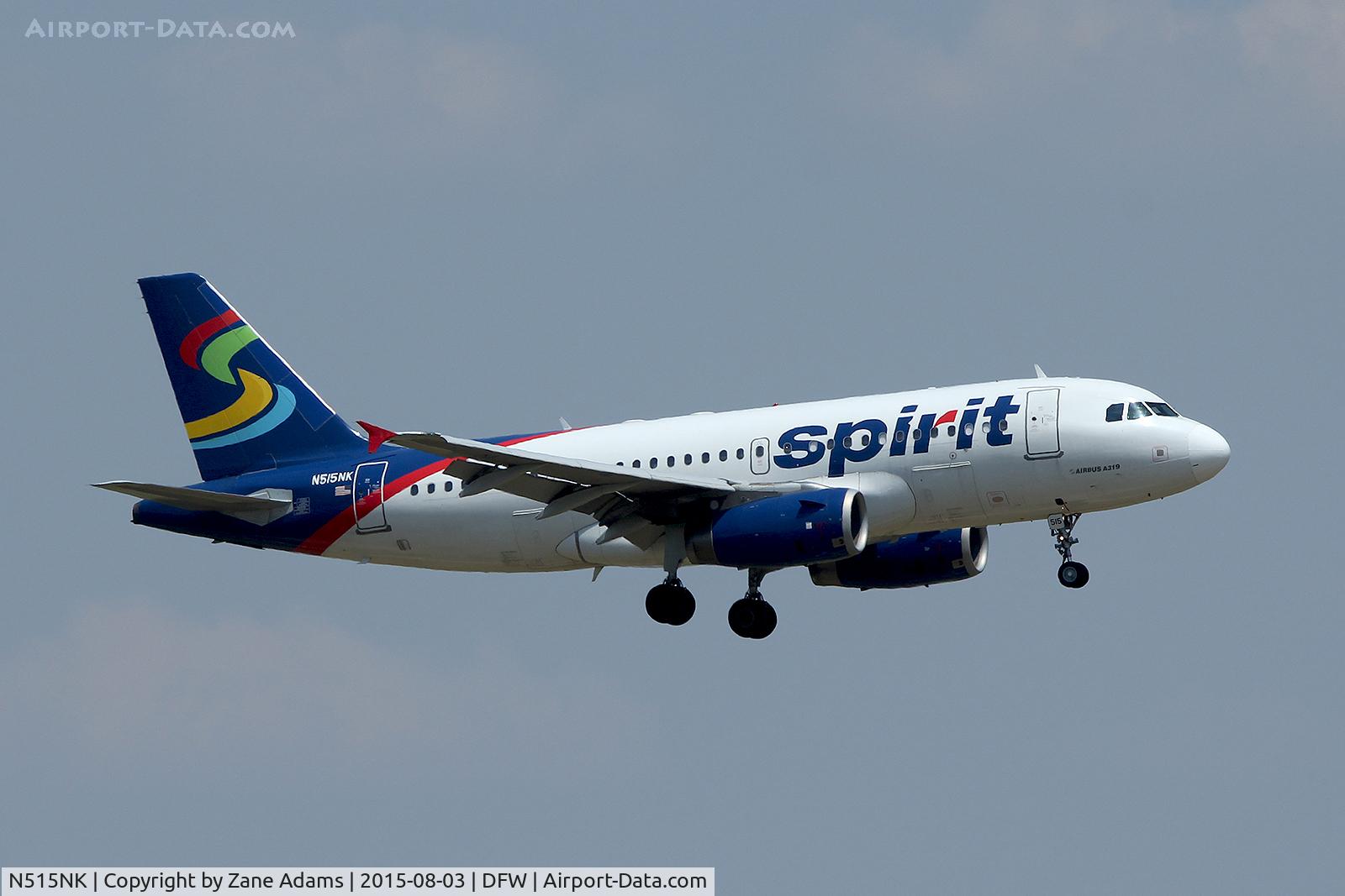 N515NK, 2006 Airbus A319-132 C/N 2698, Arriving at DFW Airport