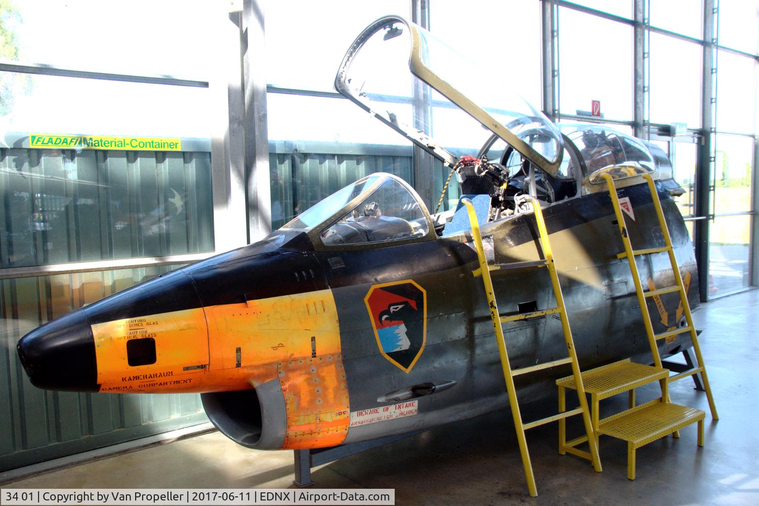 34 01, Fiat G-91T/1 C/N 001, Nose section of Luftwaffe Fiat G.91T/3 in the Deutsches Museum Flugwerft Schleissheim, Germany
